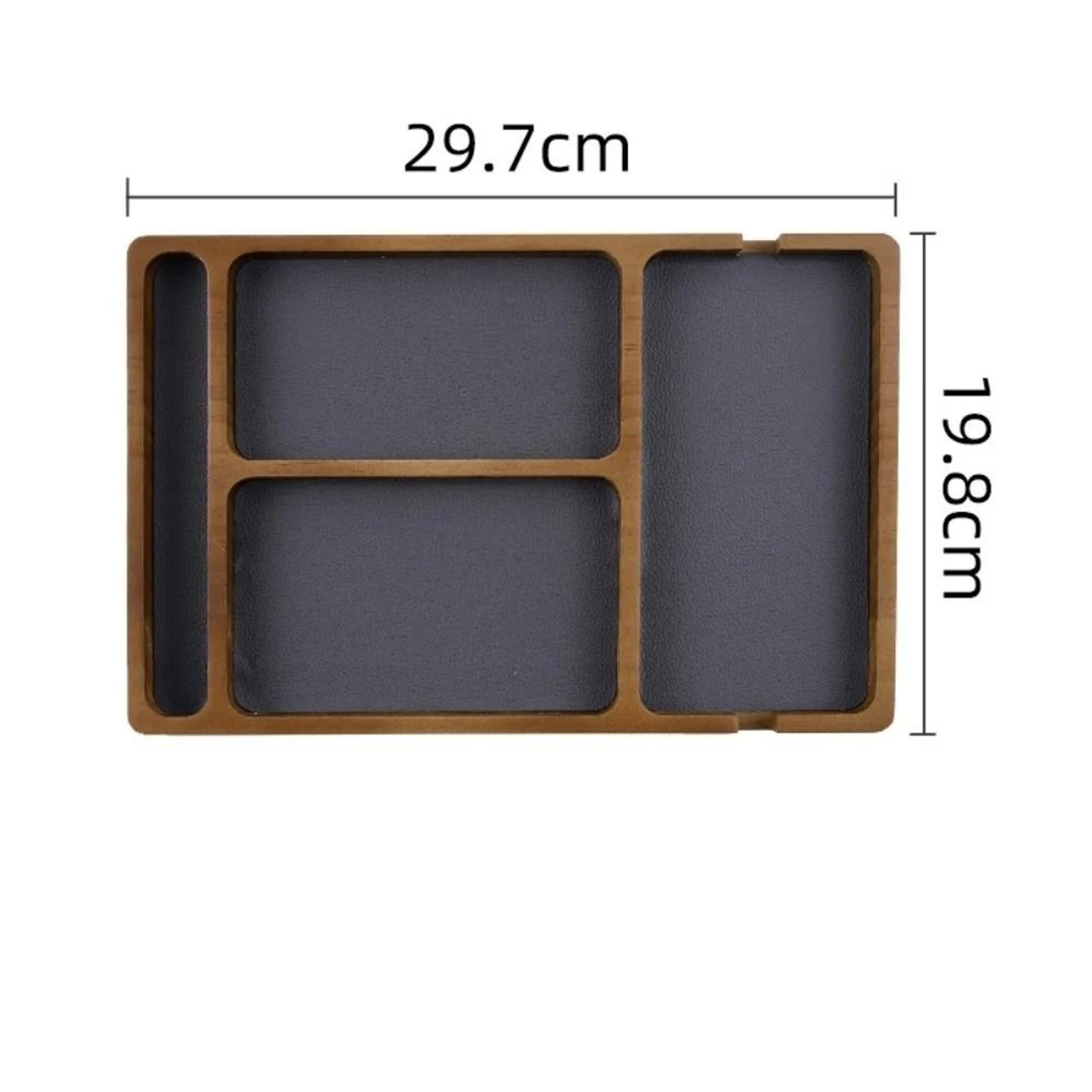 Wooden Office Desktop Storage Box  Solid Wood Grid Organizer For Tech  Accessories 4
