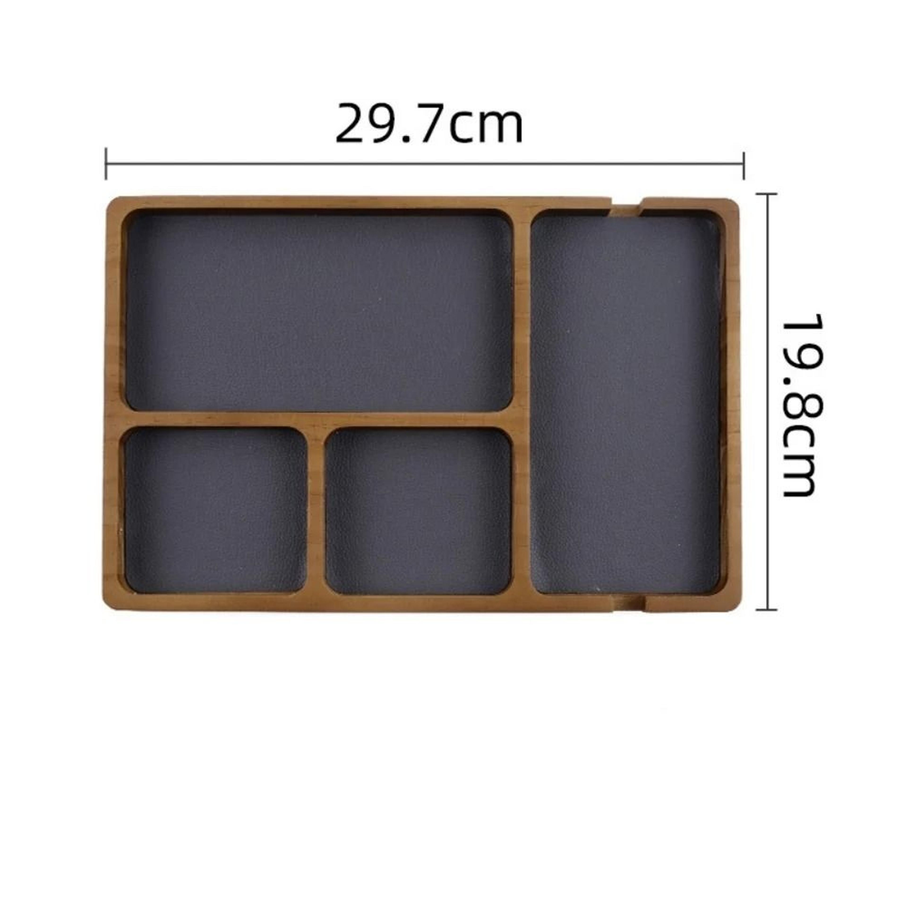 Wooden Office Desktop Storage Box  Solid Wood Grid Organizer For Tech  Accessories 5