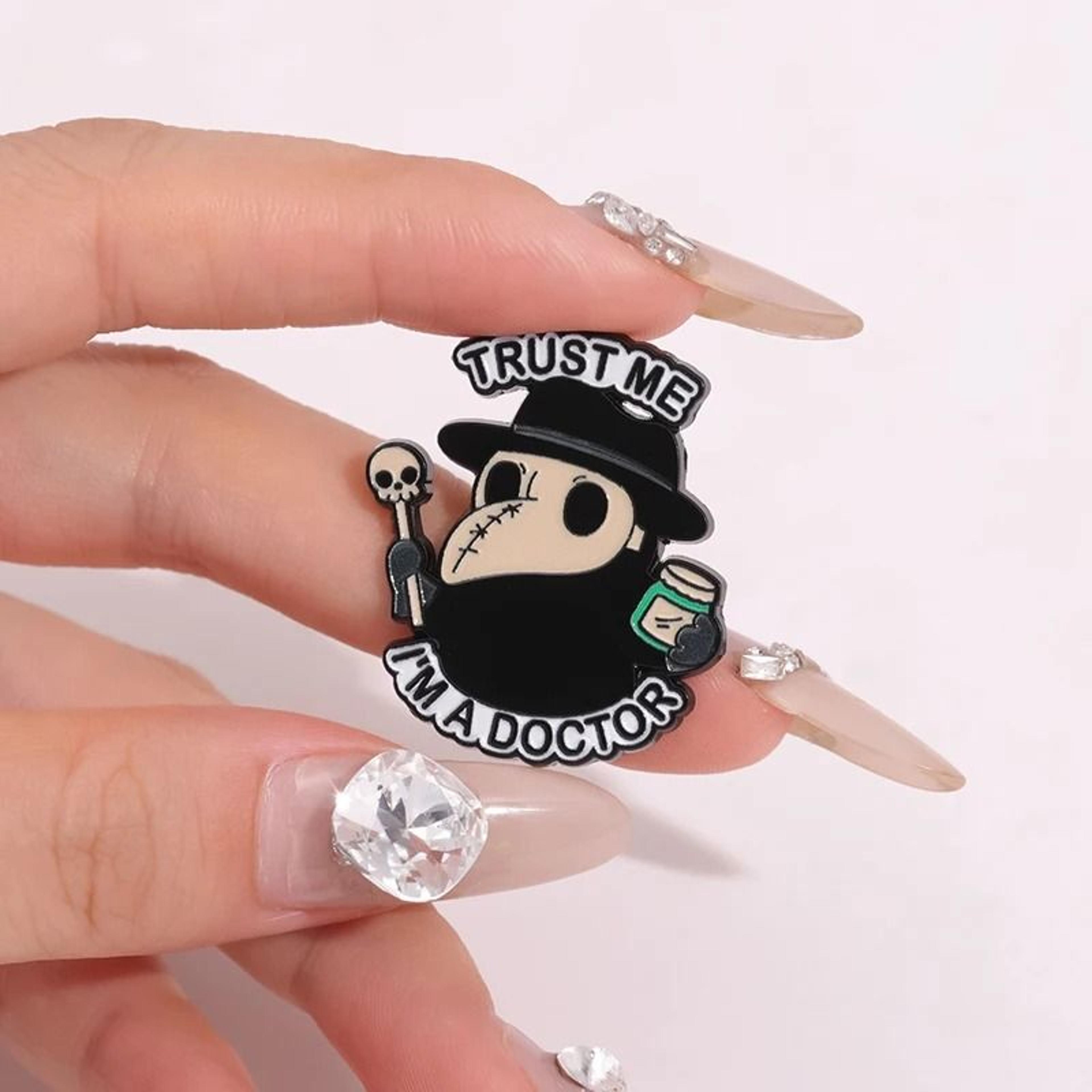 gothic plague doctor enamel pin