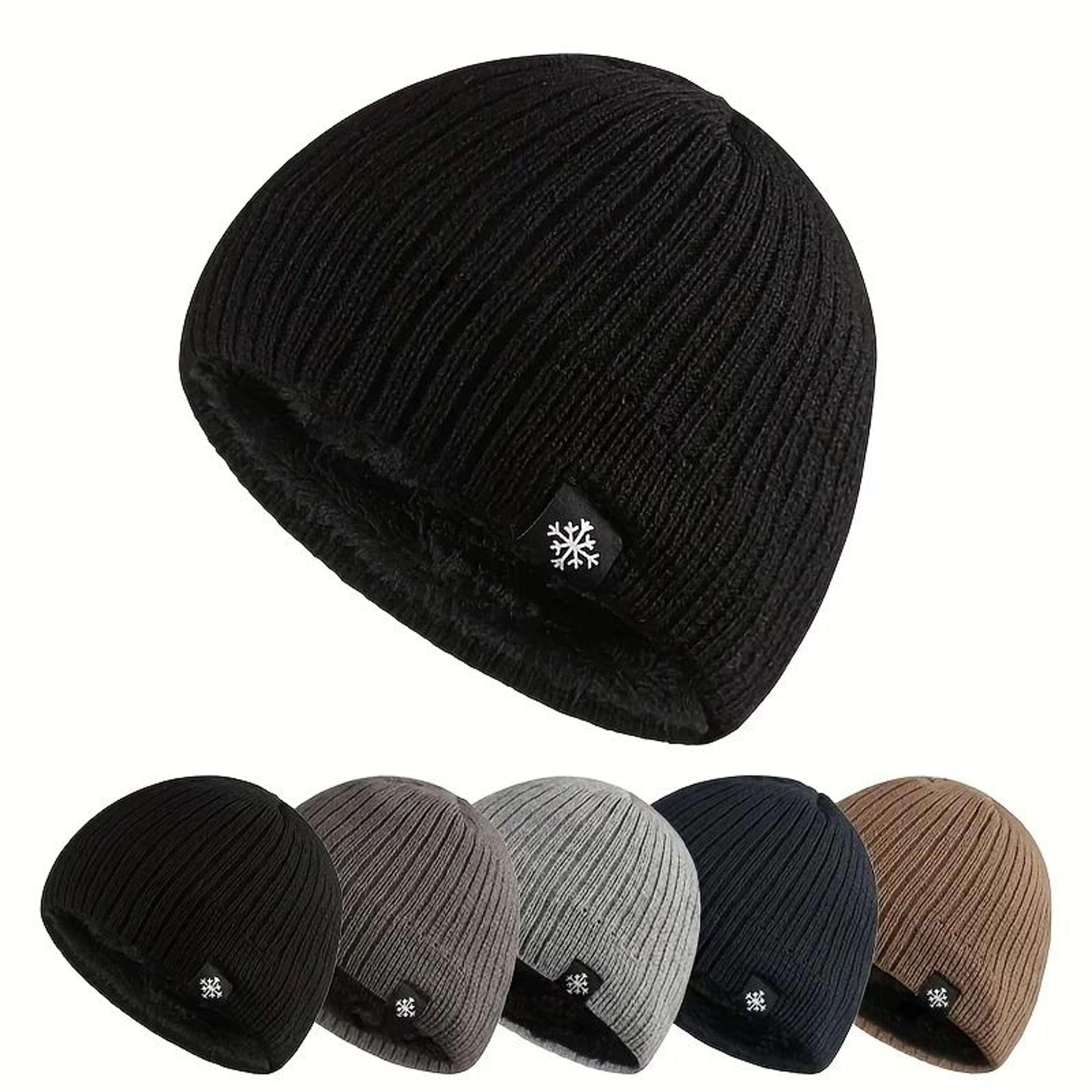 unisex fleece-lined knitted beanie – thick thermal ear protection hat for outdoor winter sports