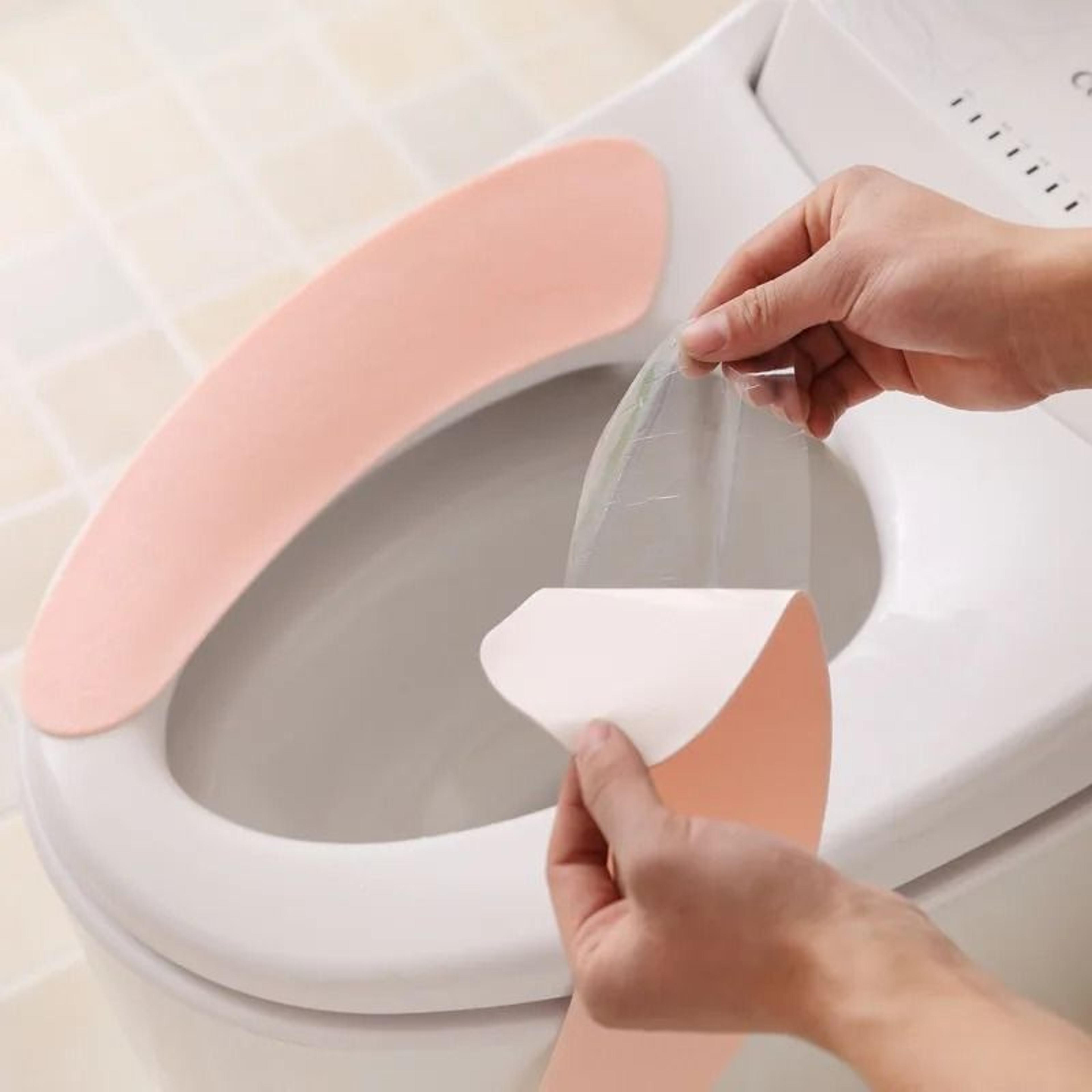 SelfAdhesive Plush Toilet Seat Pads  1 Pair Washable Sticky Thermal Closestool Mat 4