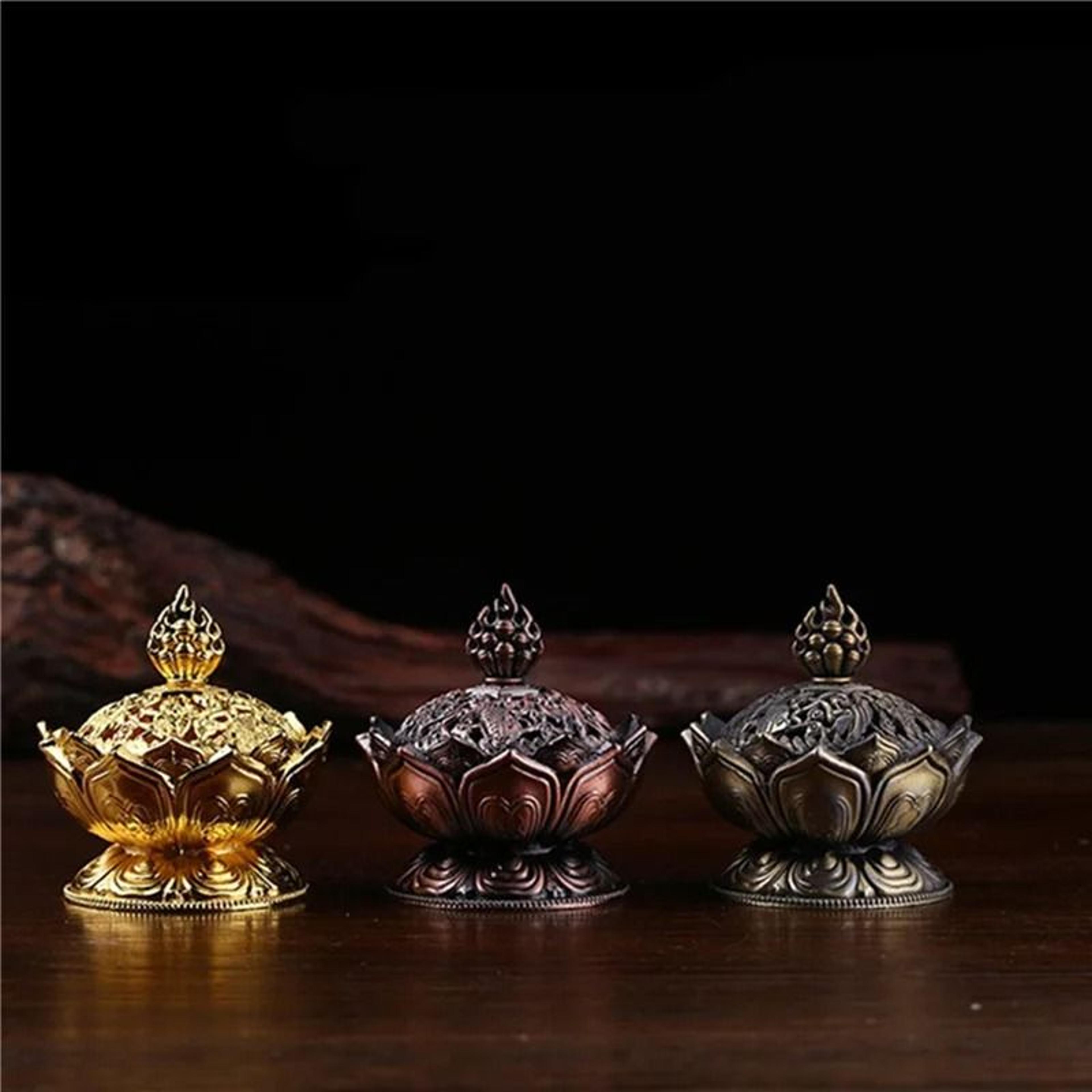 31in Lotus Flower Incense Burner  Brass Aesthetic Buddhism Buddha Holder 4