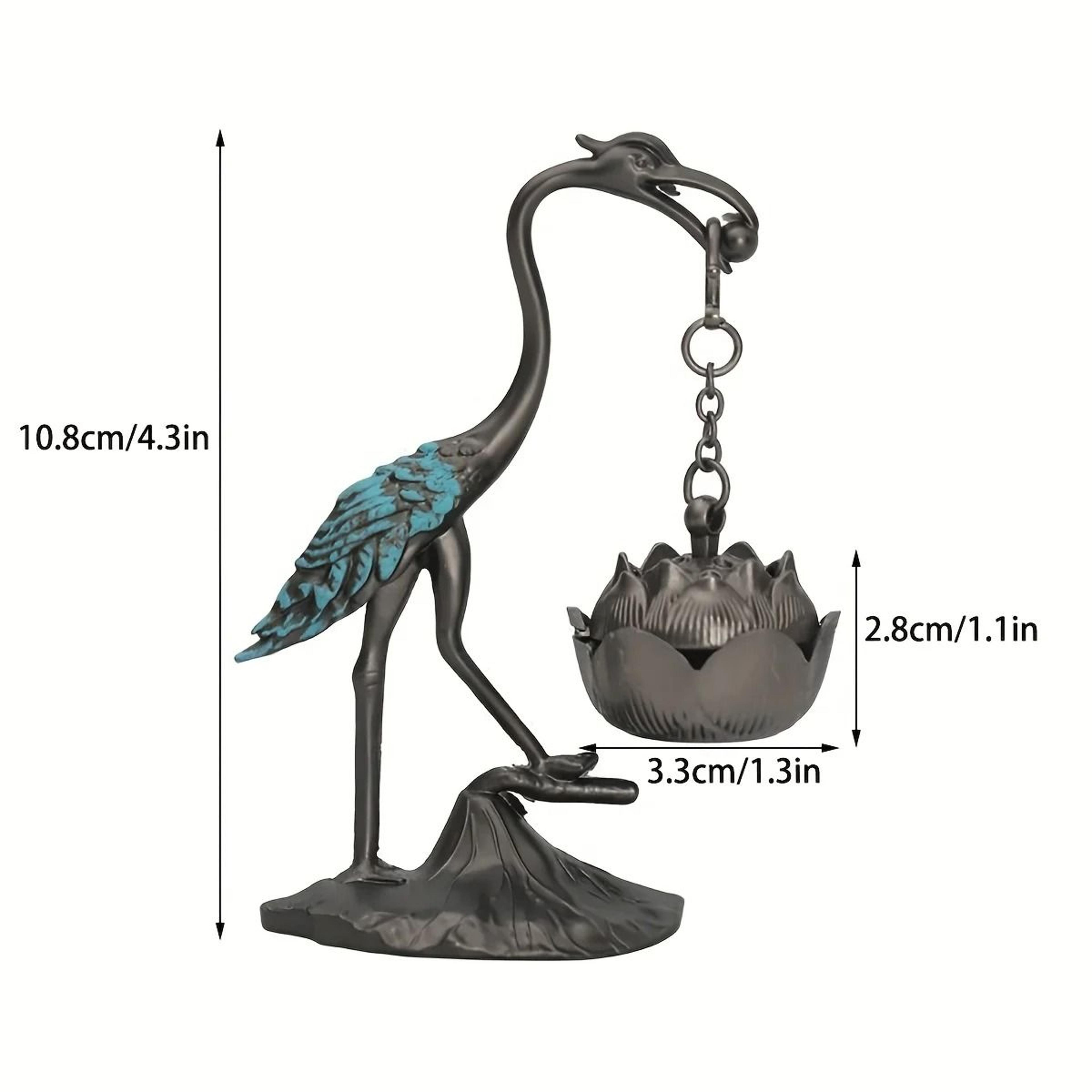 Vintage Crane And Lotus Incense Burner  Brass Aesthetic Line Incense Holder 5