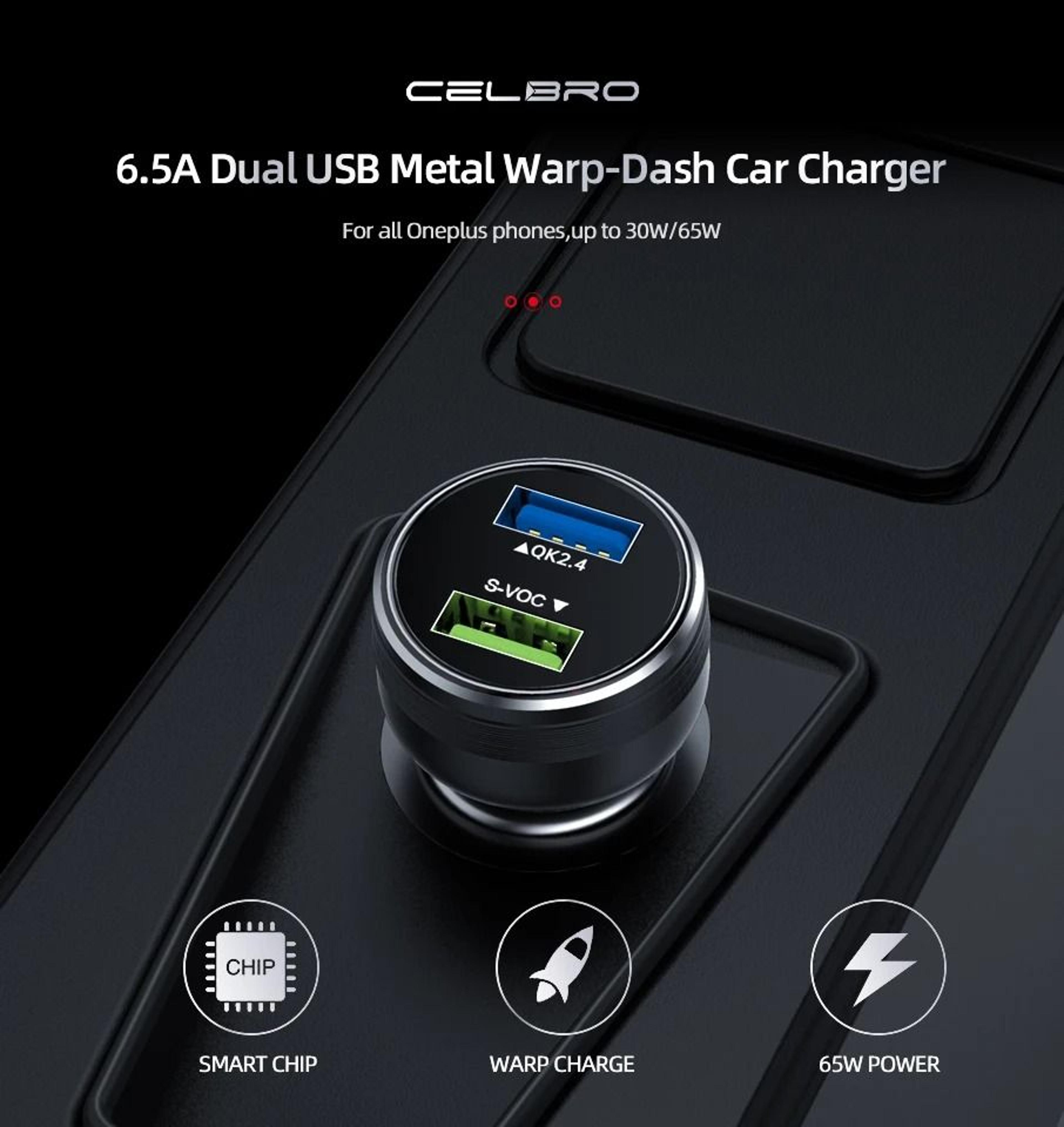 80W Dual USB SuperVOOC Fast Car Charger 3
