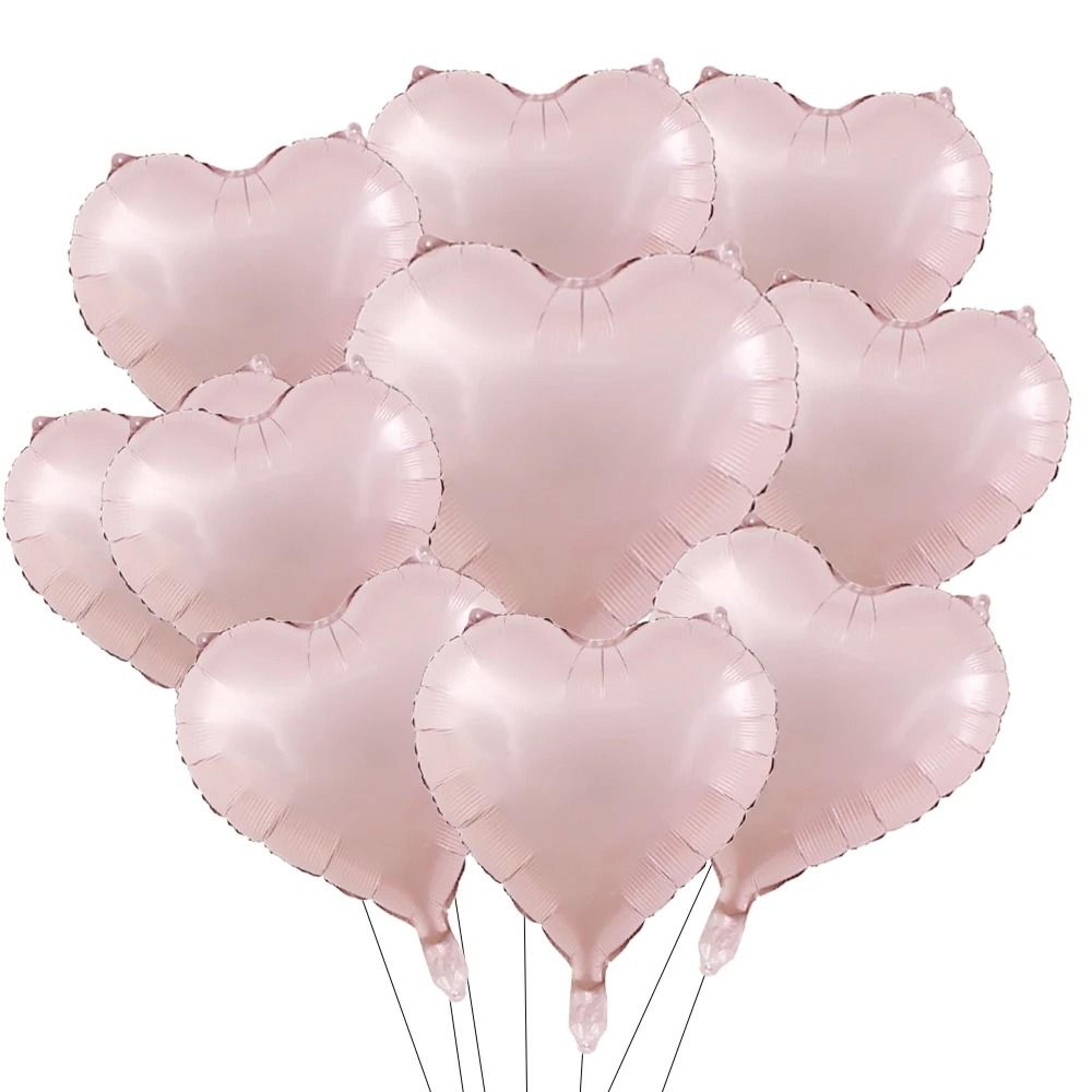 10-piece 18-inch heart foil balloons | pink & sage green set