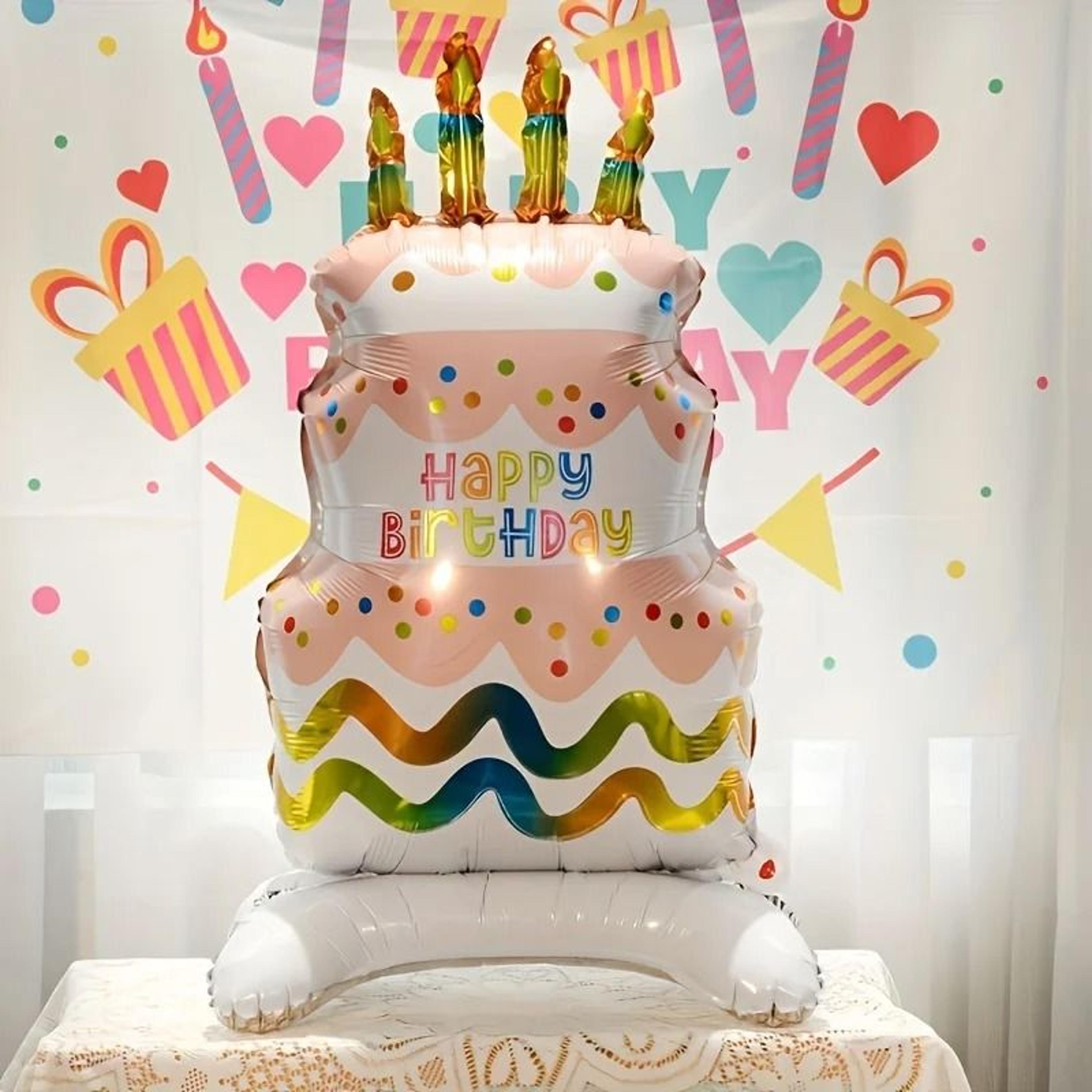 Standing Birthday Cake Foil Balloon With Base 2