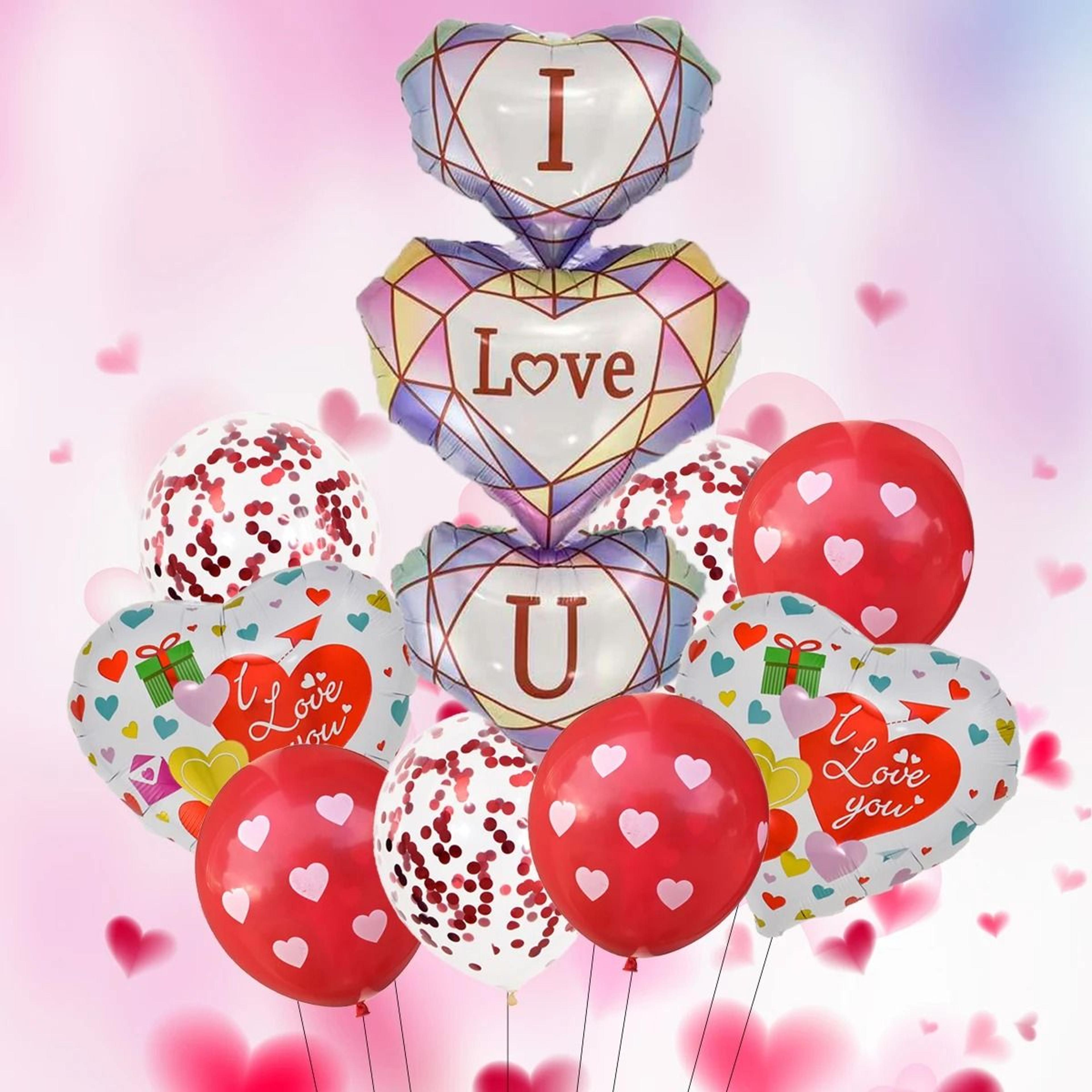 I LOVE YOU Heart Foil Balloons  10 Pcs Premium Romantic Decor 5
