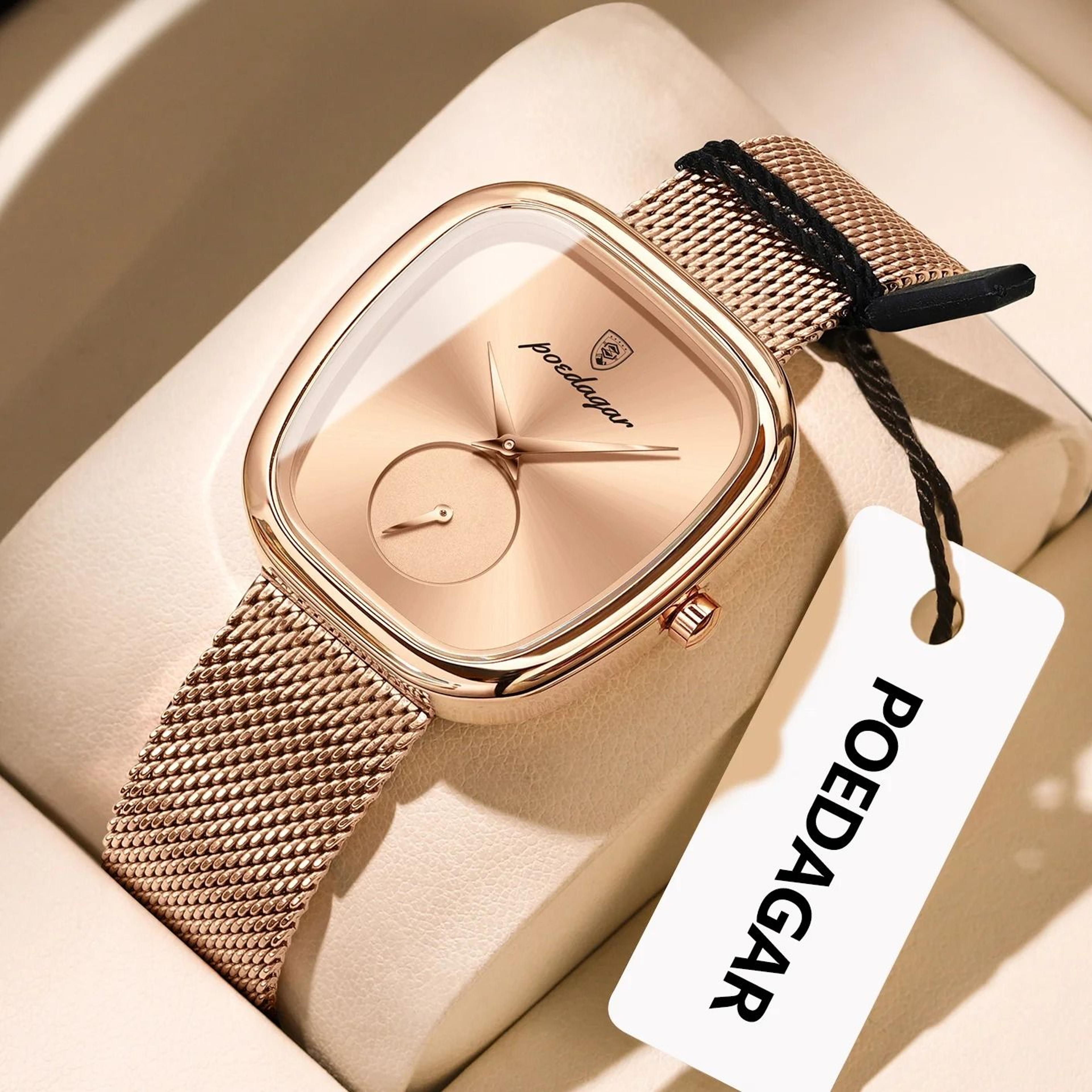 stainless steel mesh luxury watch – modern waterproof quartz wristwatch for fashion-forward women