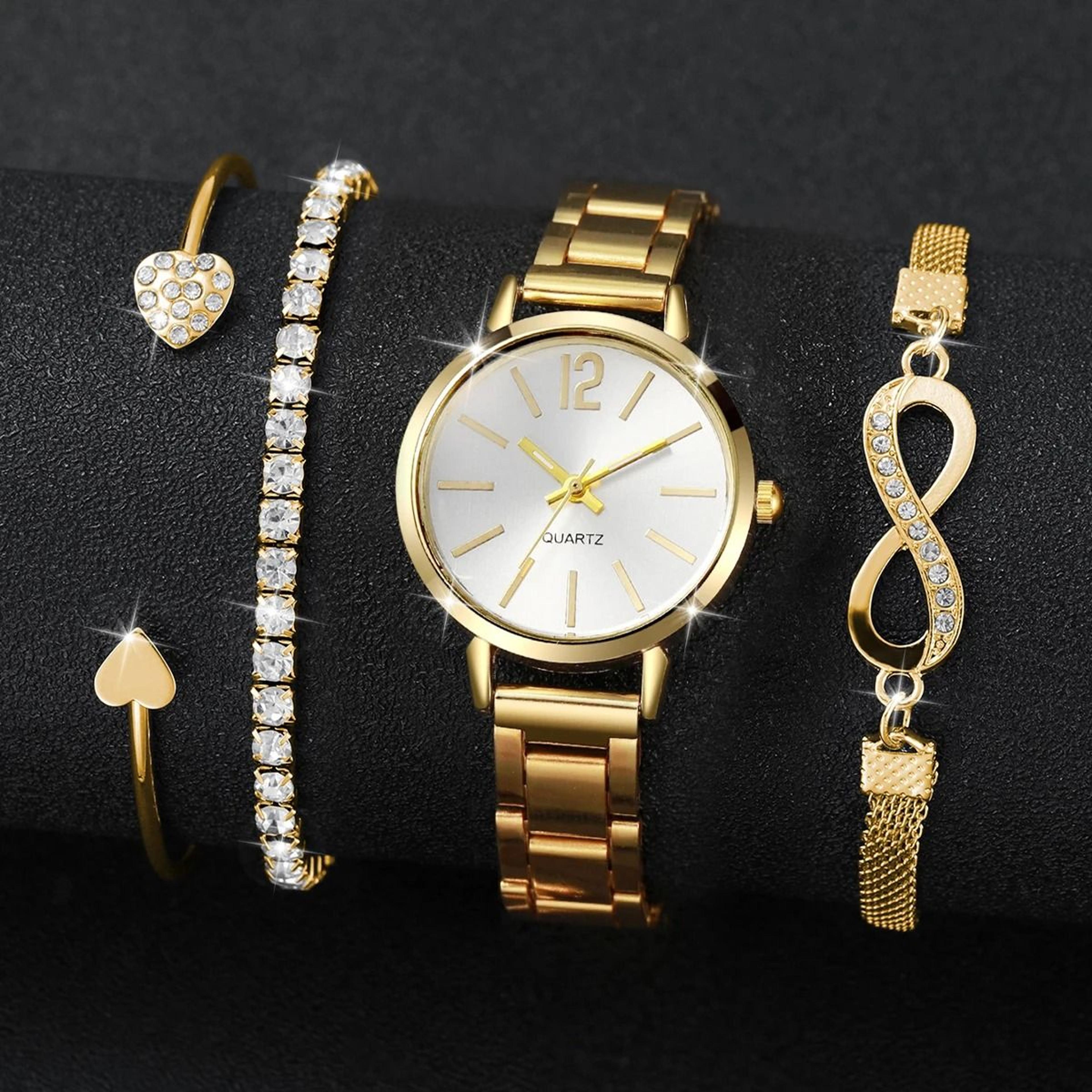 4Piece Light Luxury Quartz Watch Set  Versatile Casual Sports Style Timepiece And Matching Bracelet 2