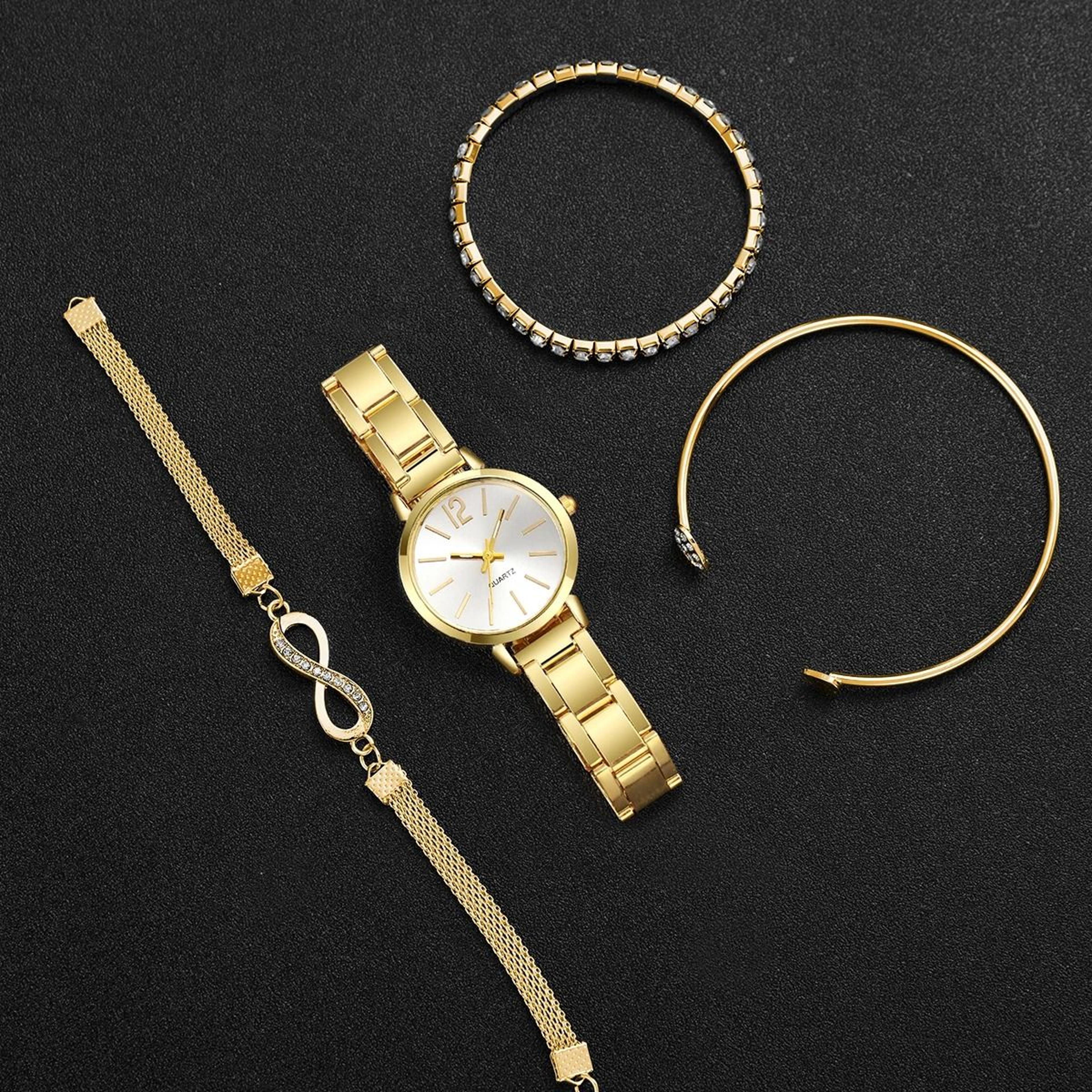 4Piece Light Luxury Quartz Watch Set  Versatile Casual Sports Style Timepiece And Matching Bracelet 3