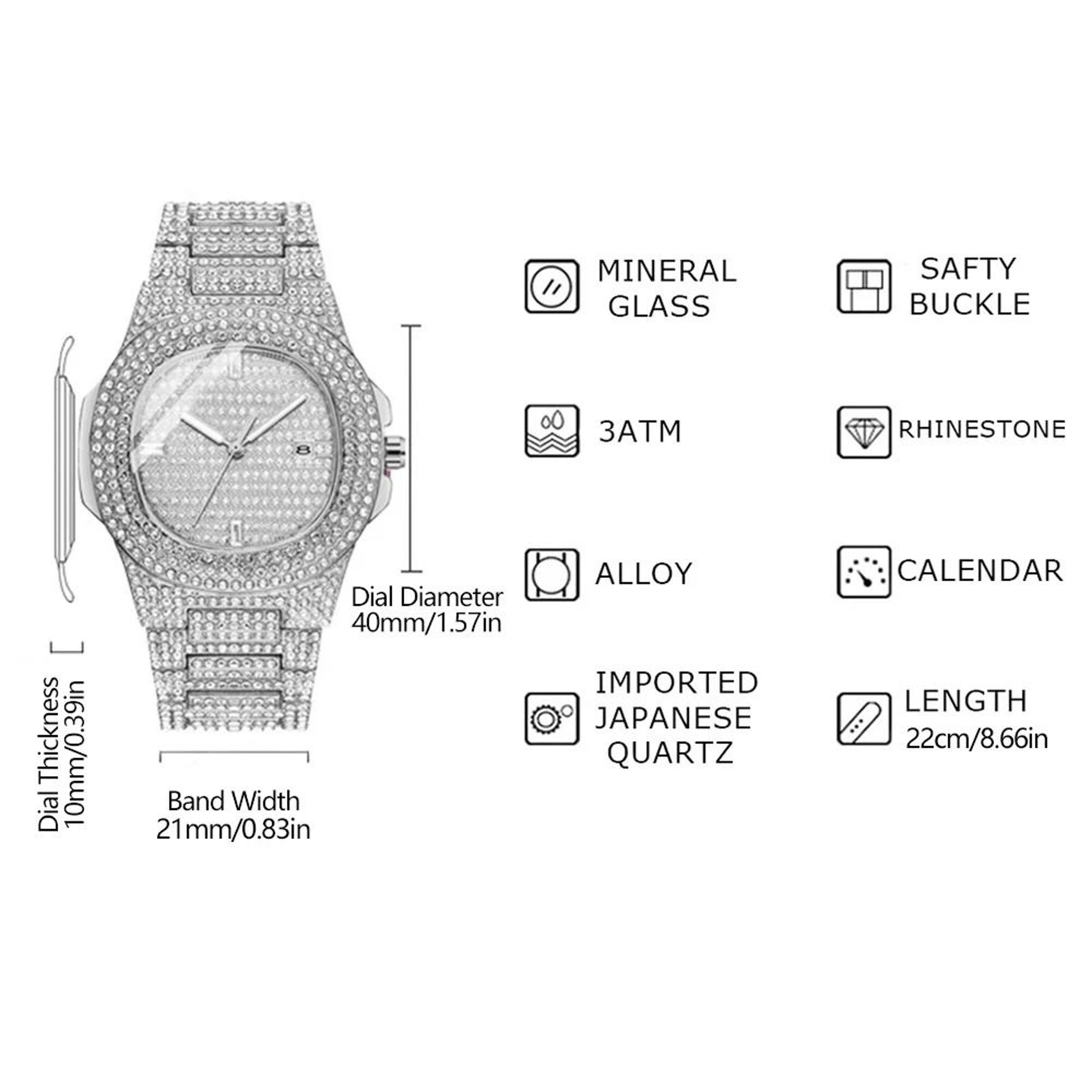 Luxury IcedOut HipHop Watch  Exquisite DiamondEncrusted Fashion Timepiece For Men And Women 5