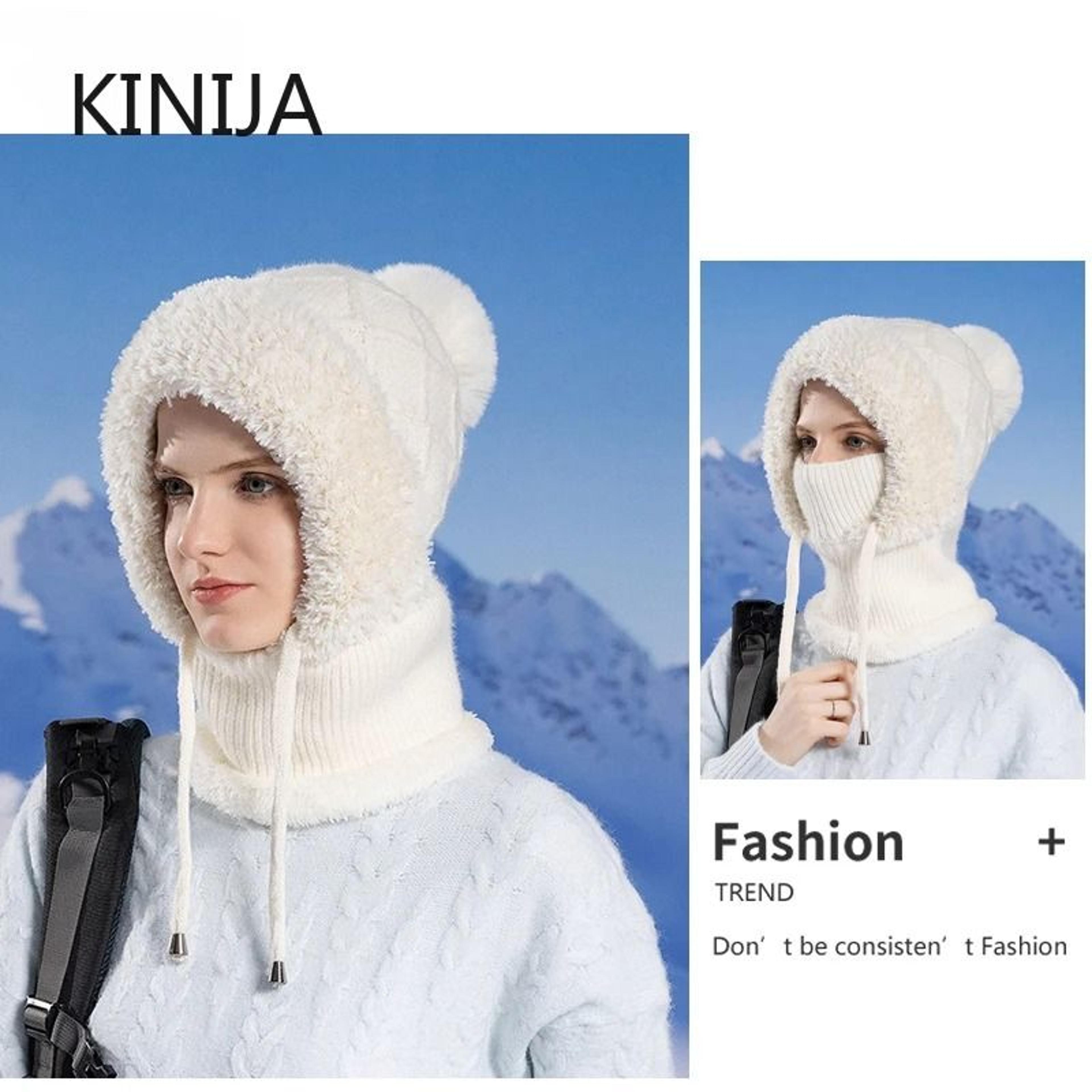 Integrated Velvet Knitted Balaclava  Thermal Ear Protection And Hooded Mask 2