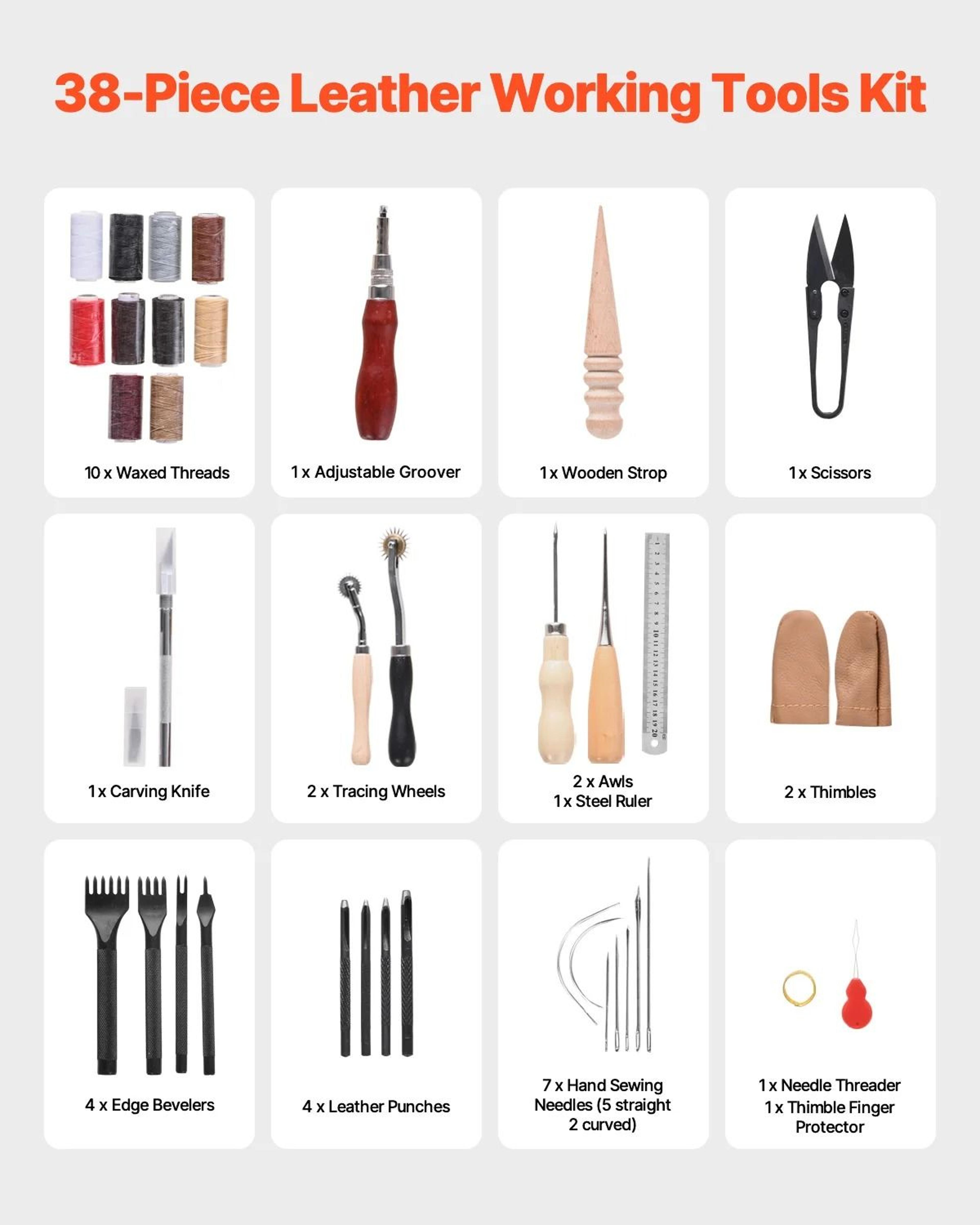 Professional Leather Working Tools Kit  Complete Crafting  Engraving Set 1
