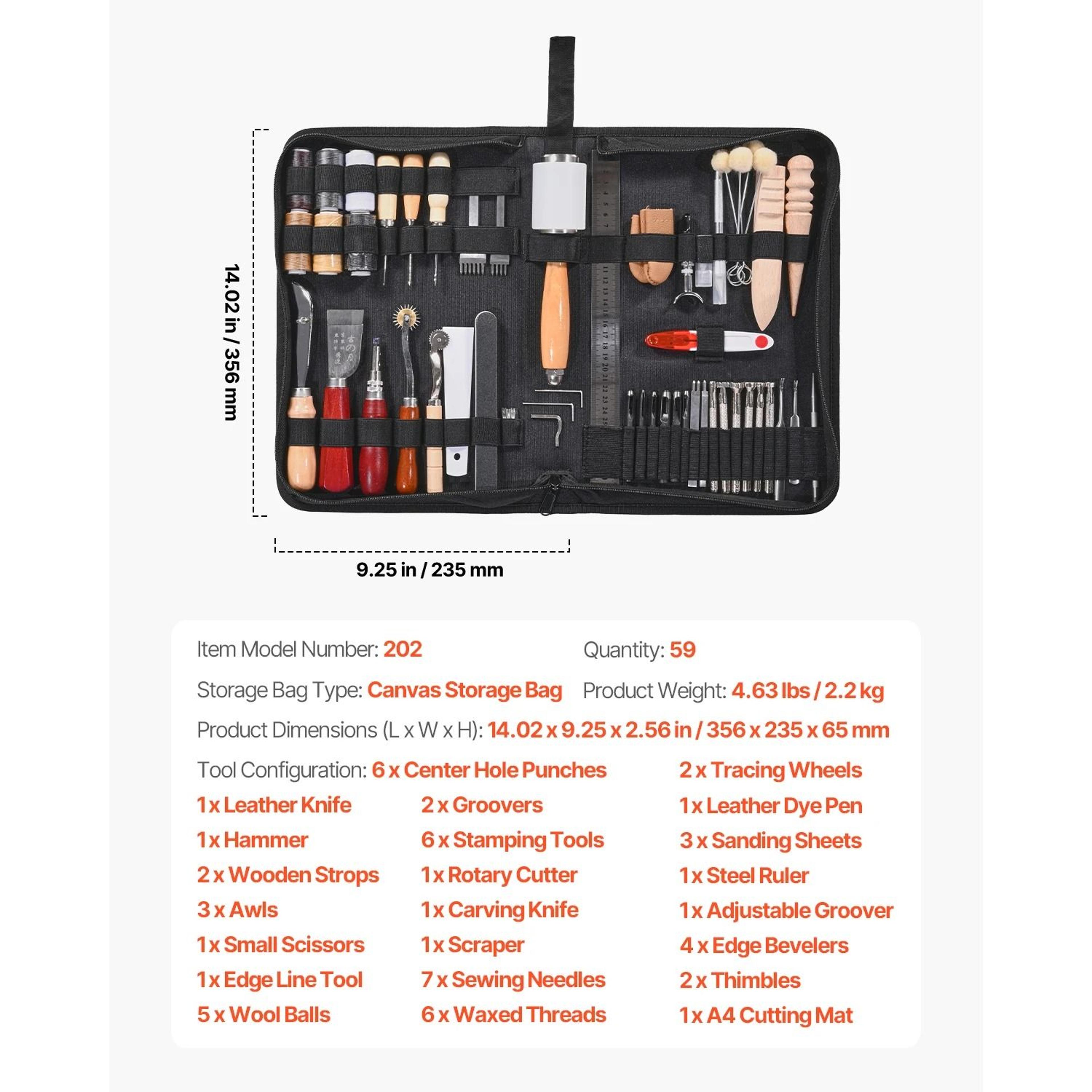 Professional Leather Working Tools Kit  Complete Crafting  Engraving Set 8