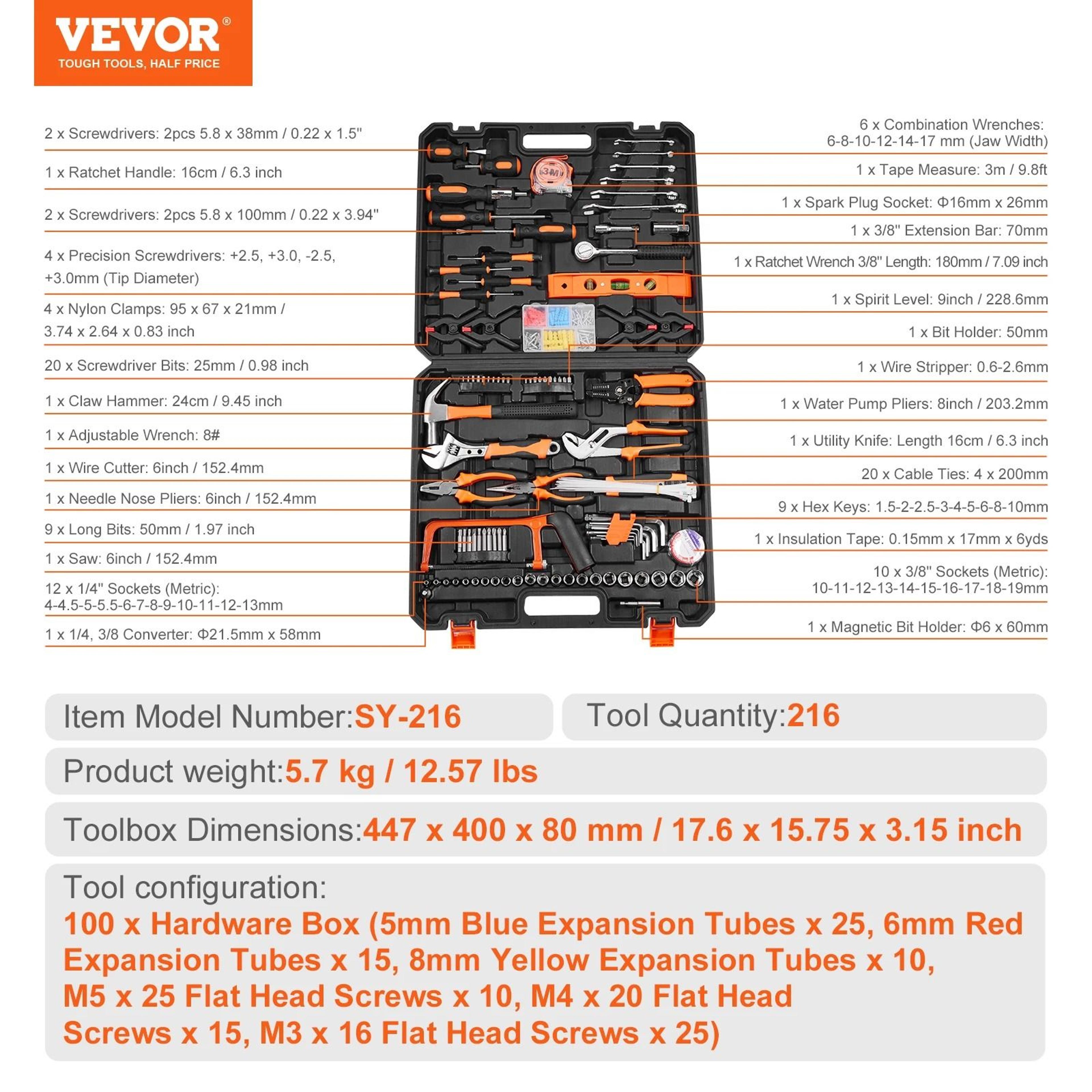 General Home Repair Tool Kit  Portable MultiPurpose Hardware Set 7