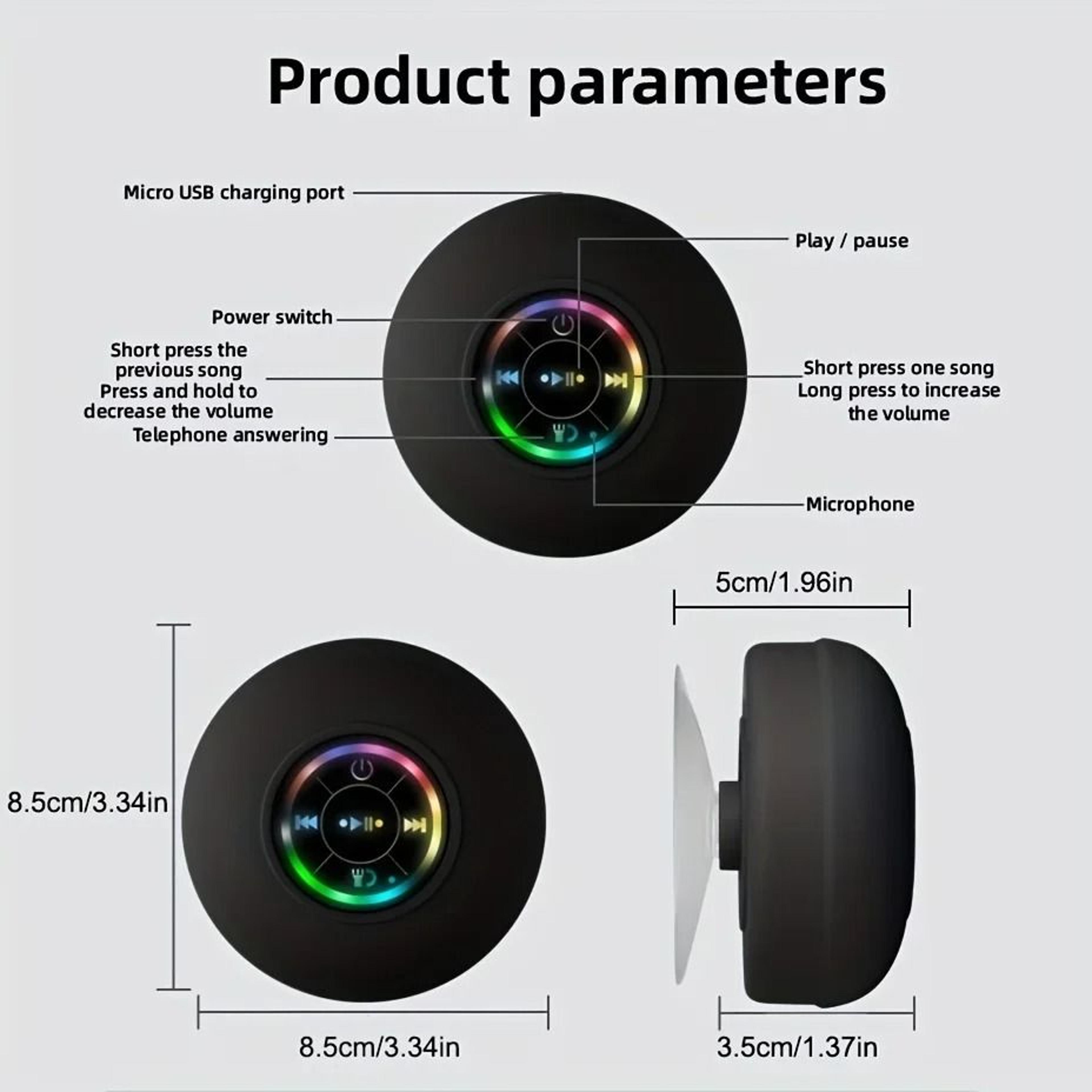Waterproof Bluetooth Speaker  HighImpact Bathroom  Outdoor Suction Mount 1
