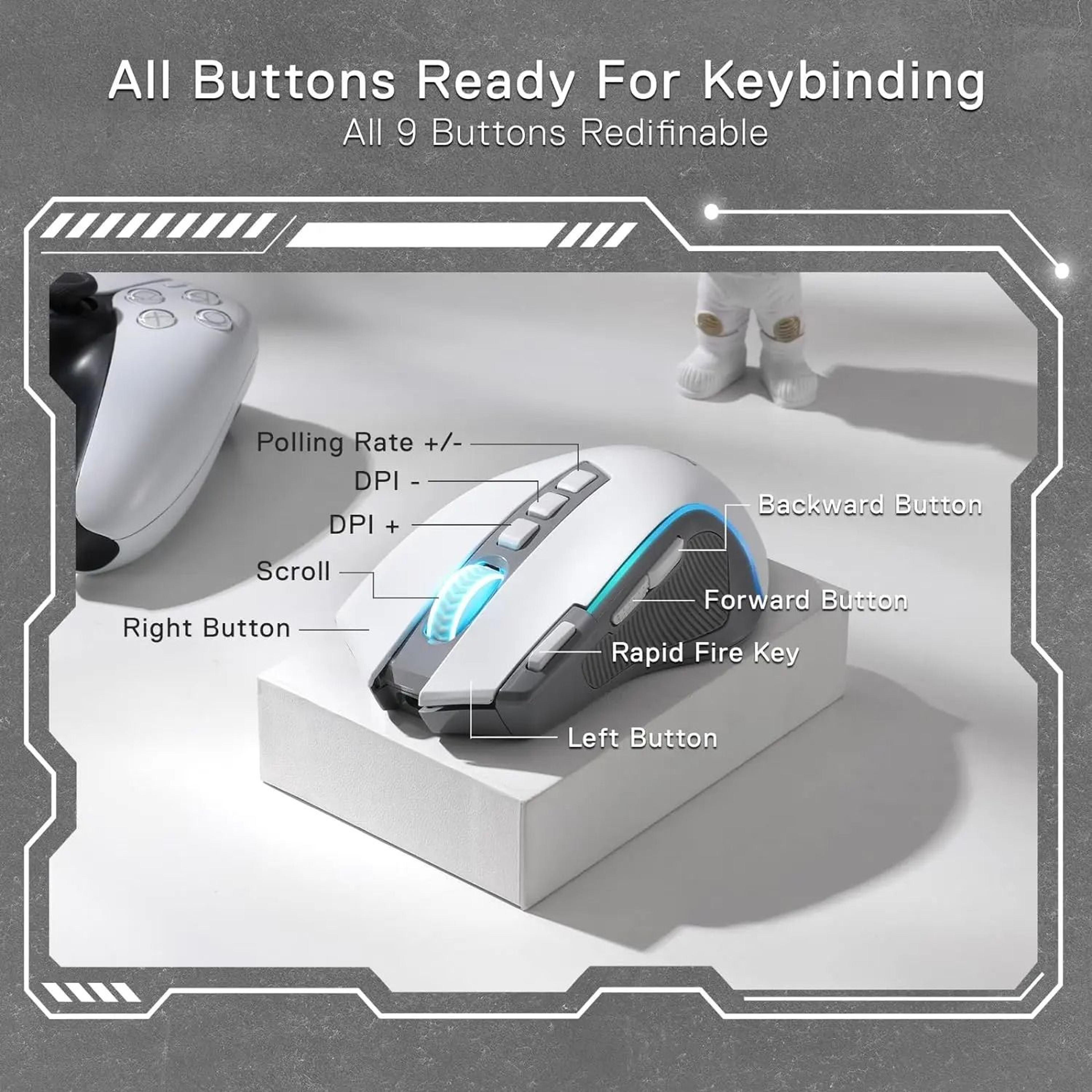 TriMode 9Button Wireless Gaming Mouse 4