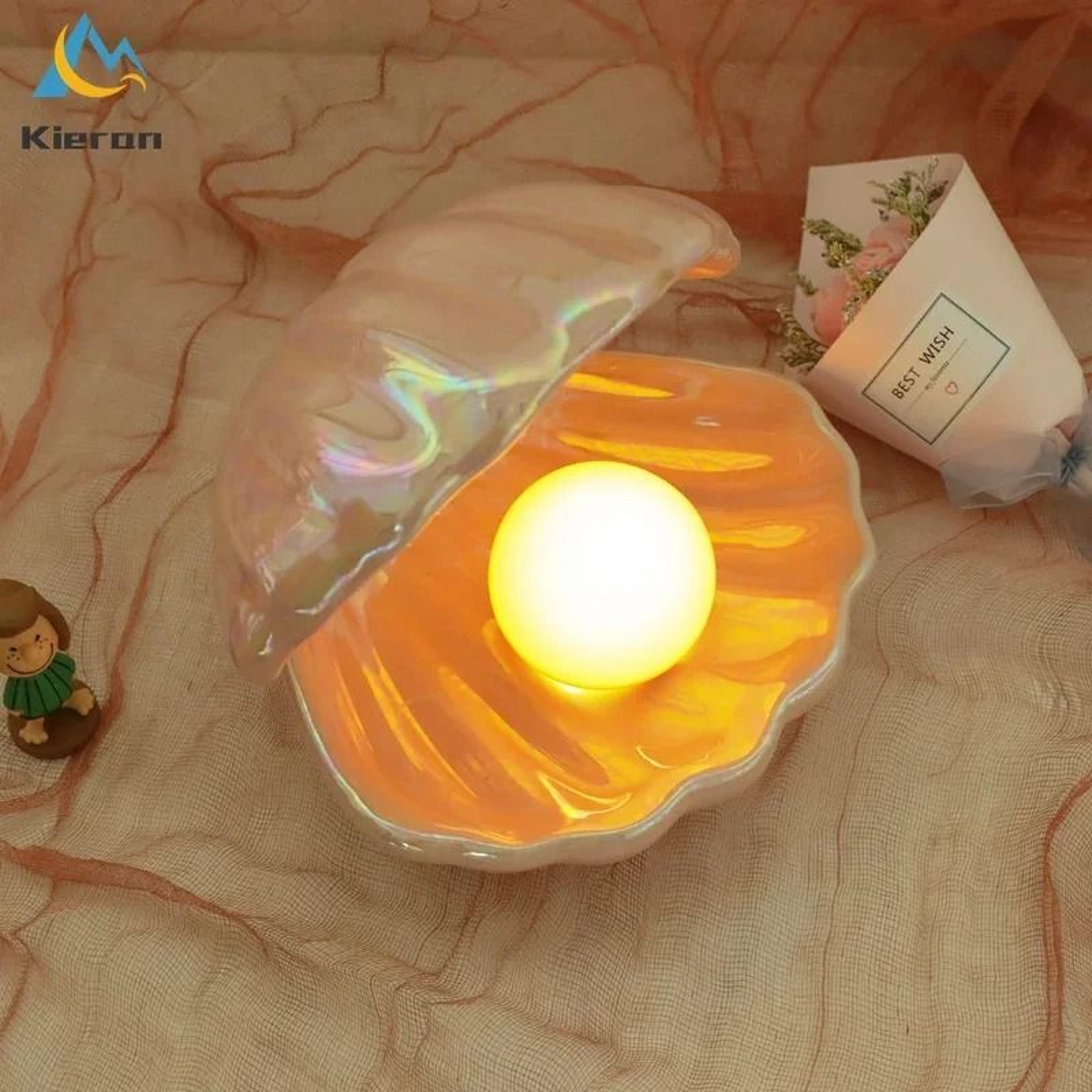 Gemini Said Nordic Ceramic Shell  Pearl LED Lamp  Modern Desktop Night Light 3