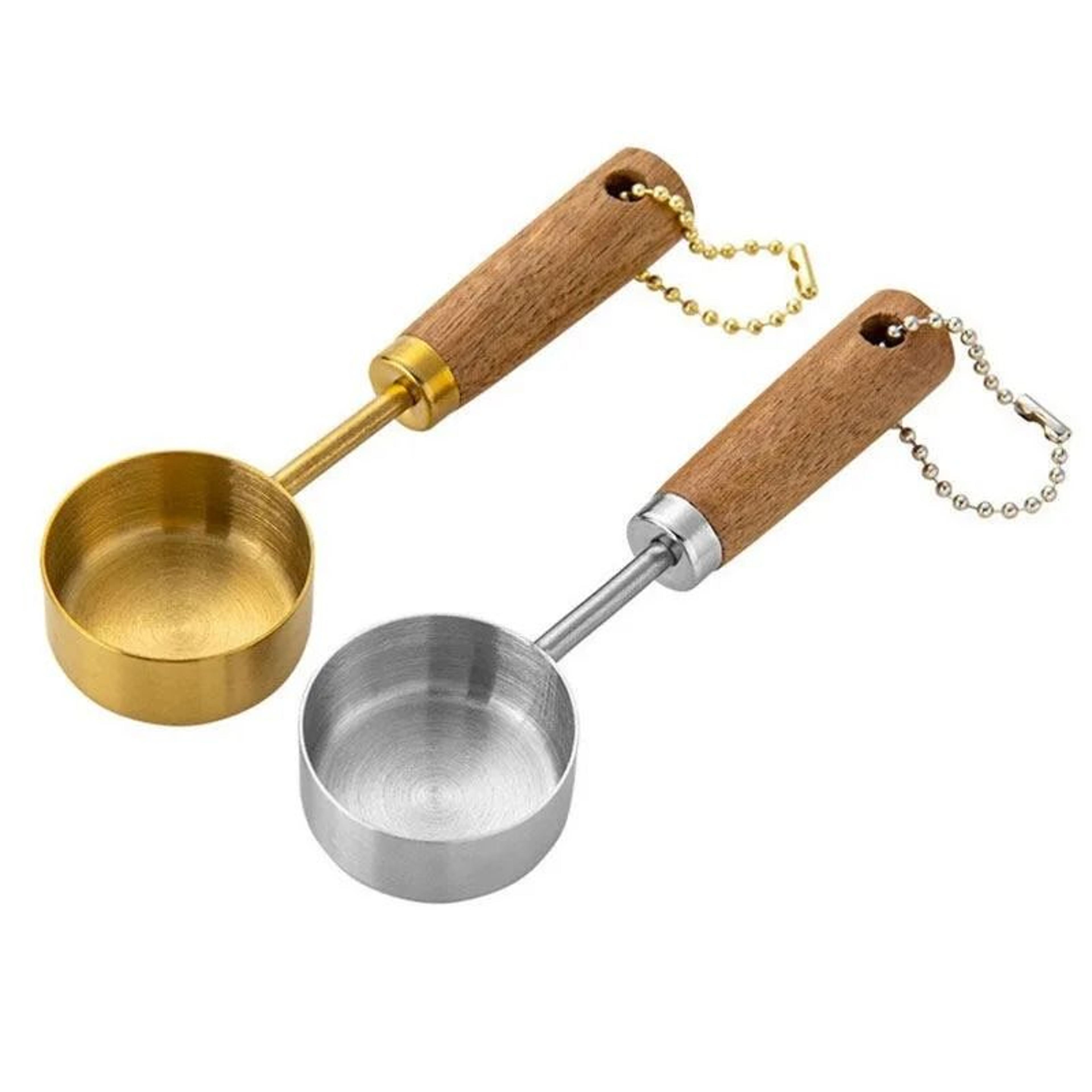 GoldPlated Professional Measuring Set  Precision Baking Tools With Walnut Handles 4