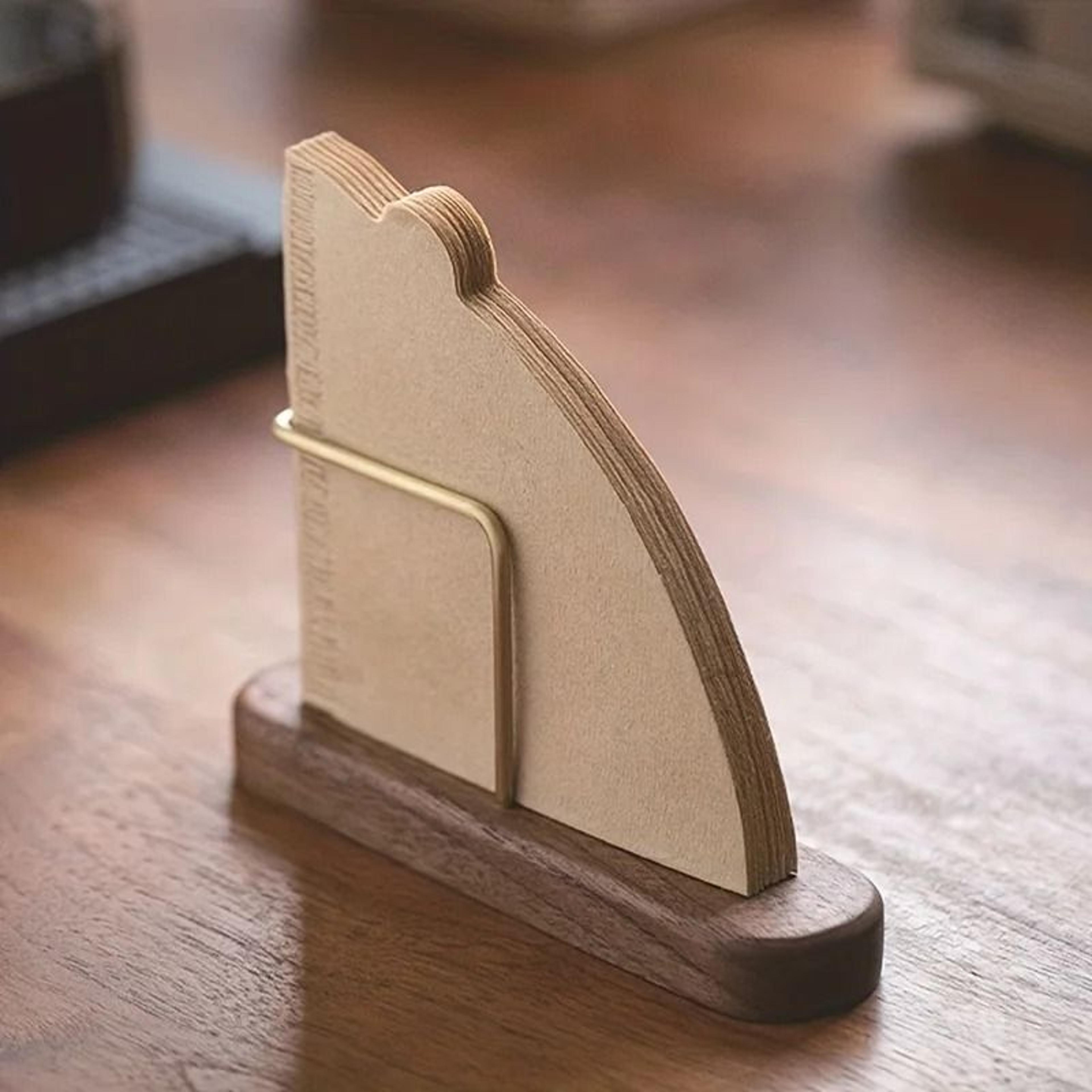 Walnut  Brass Coffee Filter Holder  Premium V60 Paper Storage Stand 1