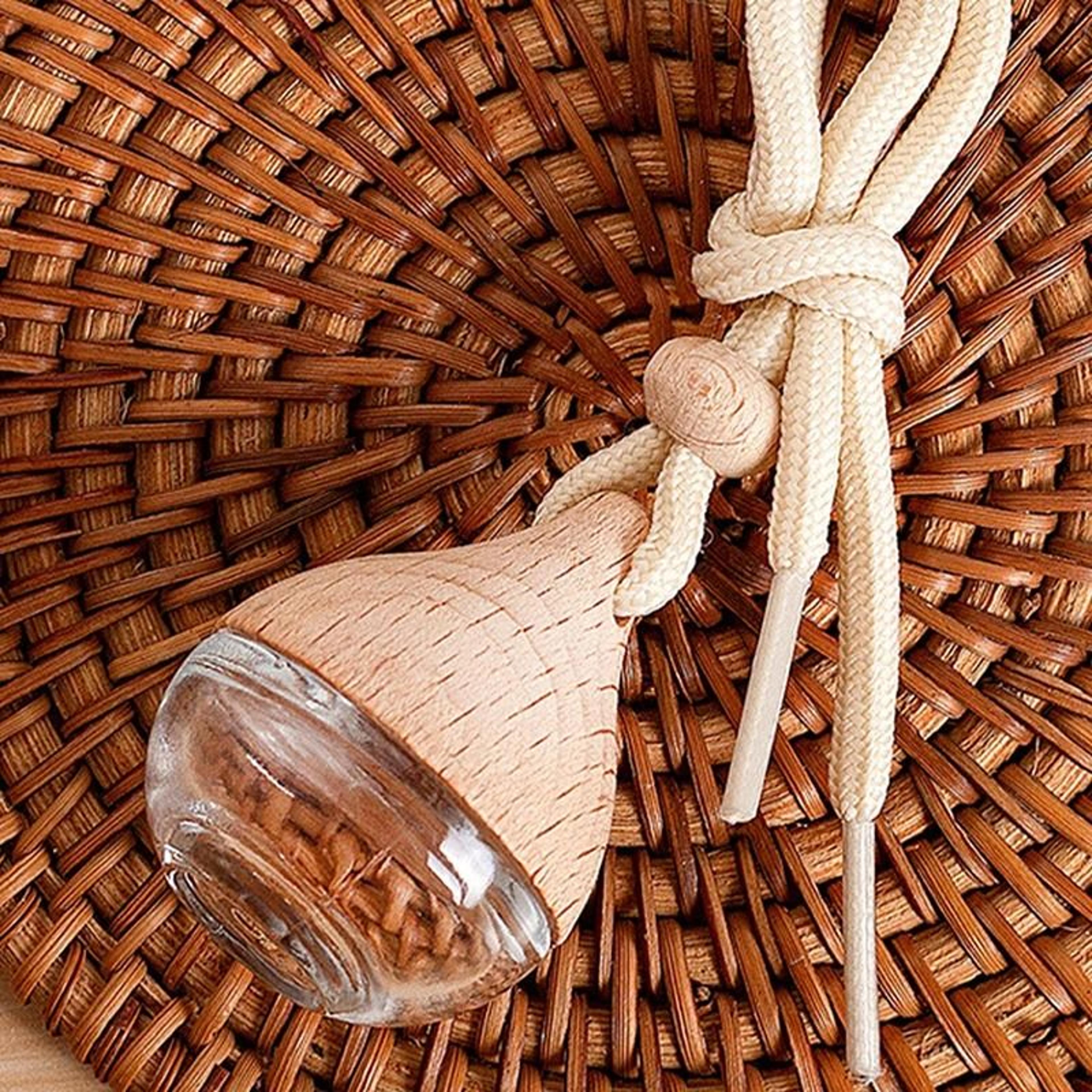AuraDrive Refillable Car Pendant  6ml Glass  Wood Essential Oil Diffuser 4