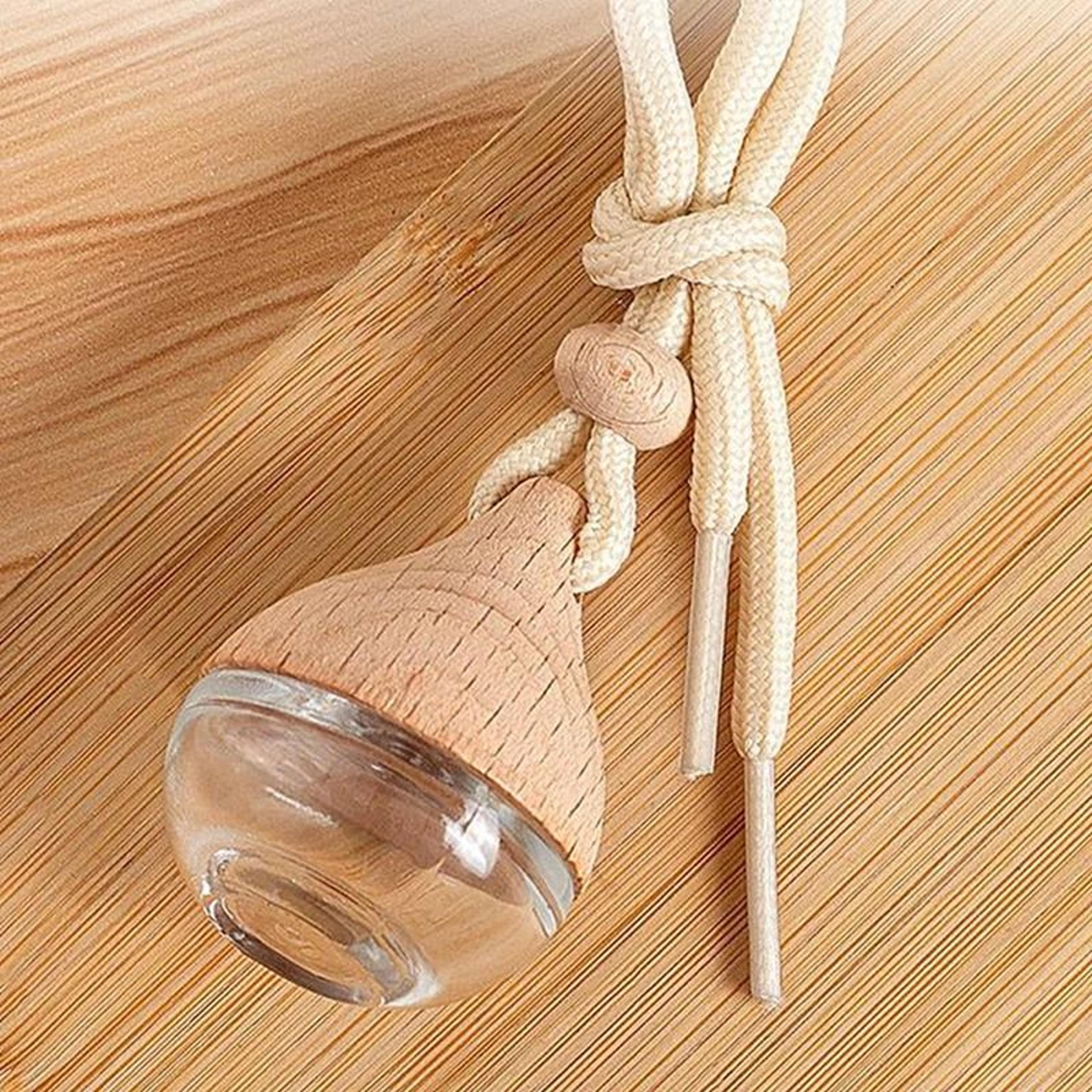 AuraDrive Refillable Car Pendant  6ml Glass  Wood Essential Oil Diffuser 5