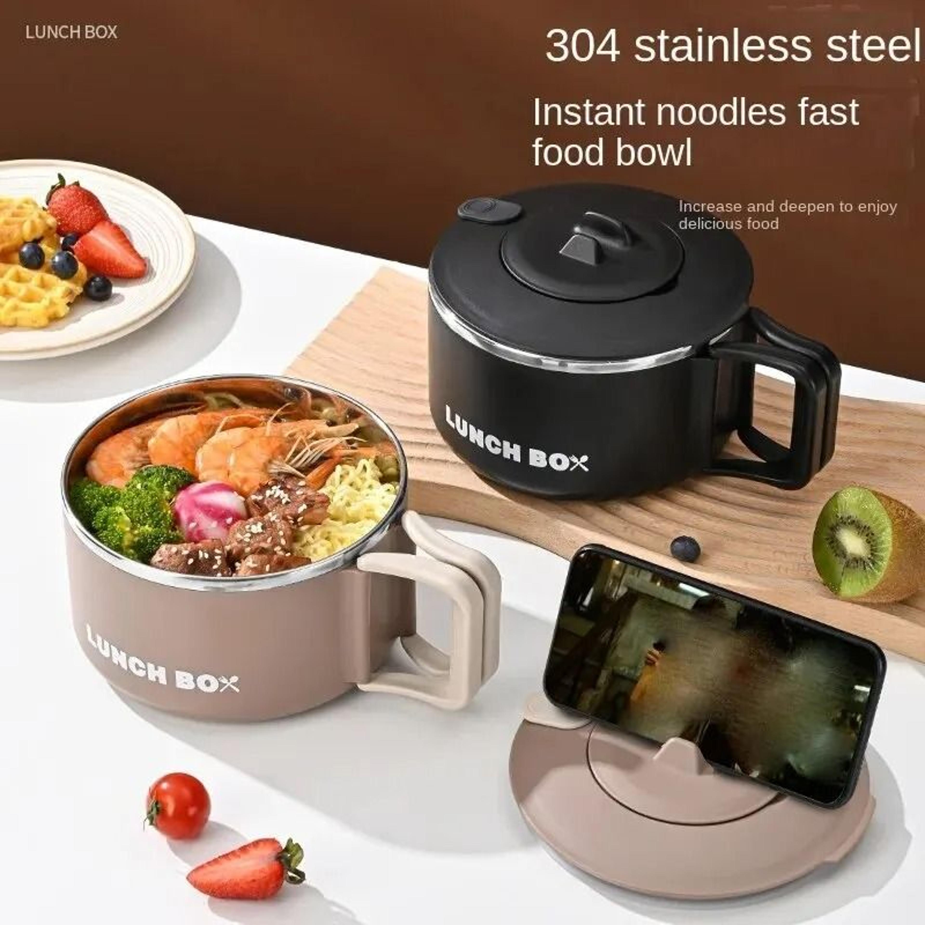 304 stainless steel ramen bowl – large capacity lunch box with lid