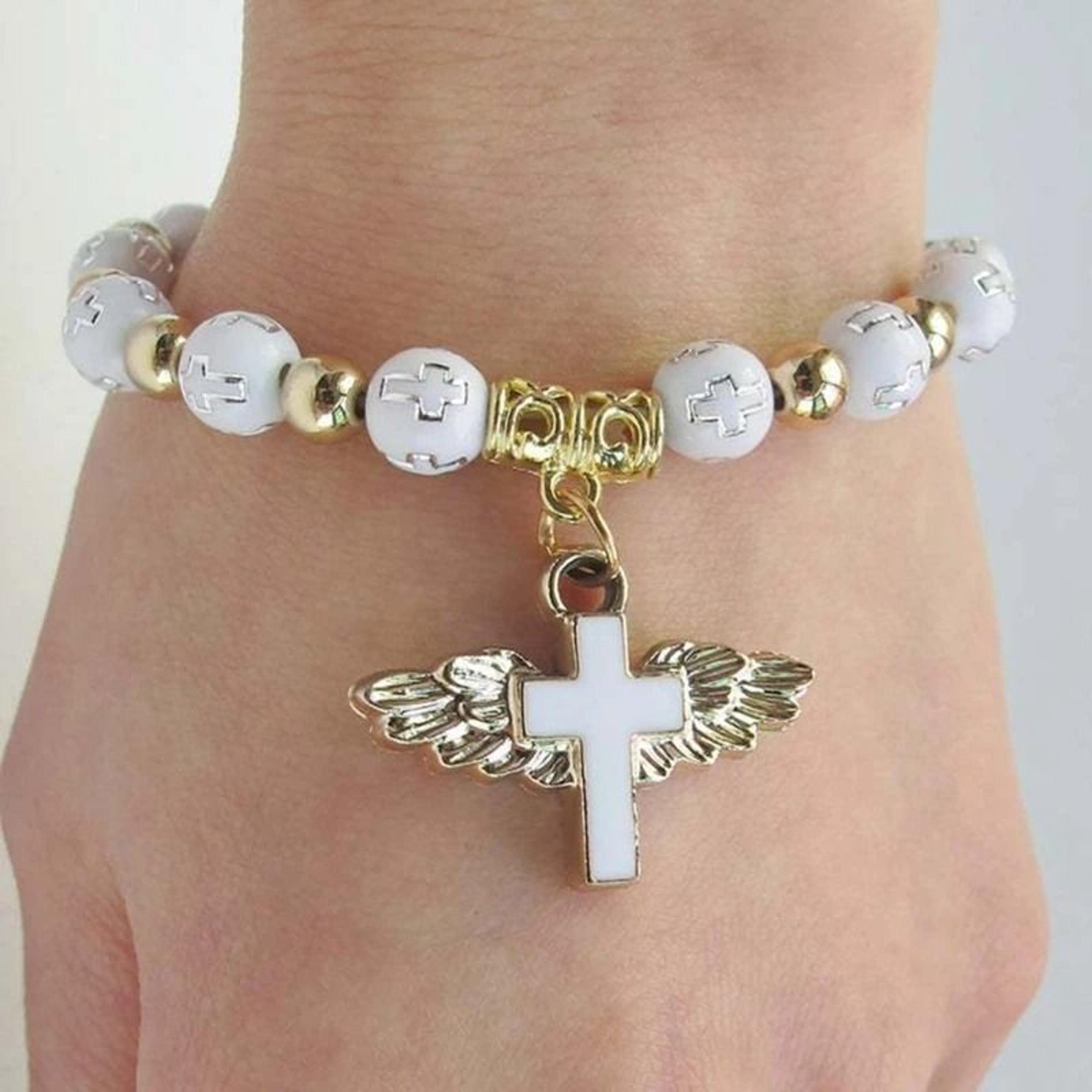 Angelic Grace Rosary Bracelet  Stretch Religious Jewelry  Travel Souvenir 4
