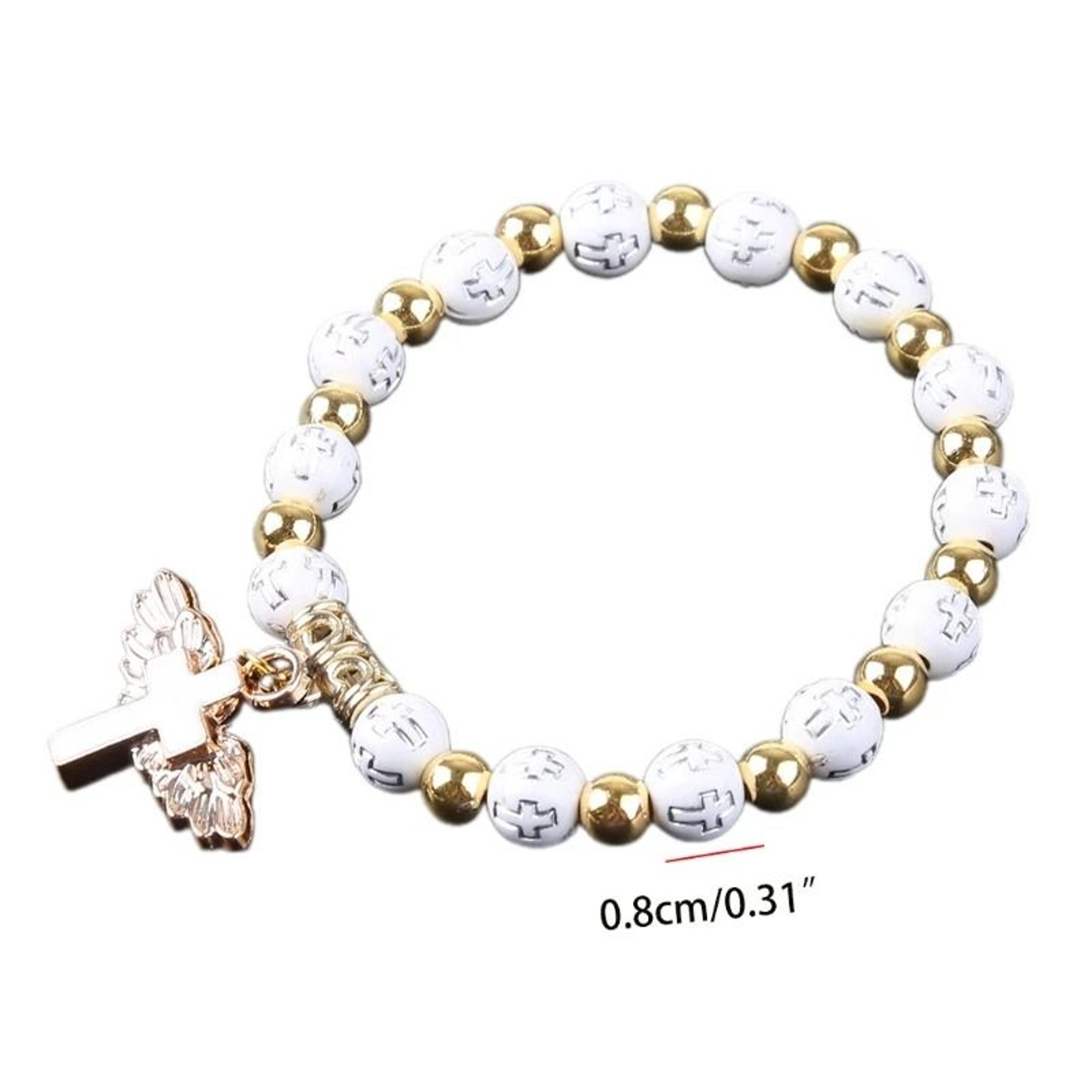 Angelic Grace Rosary Bracelet  Stretch Religious Jewelry  Travel Souvenir 6