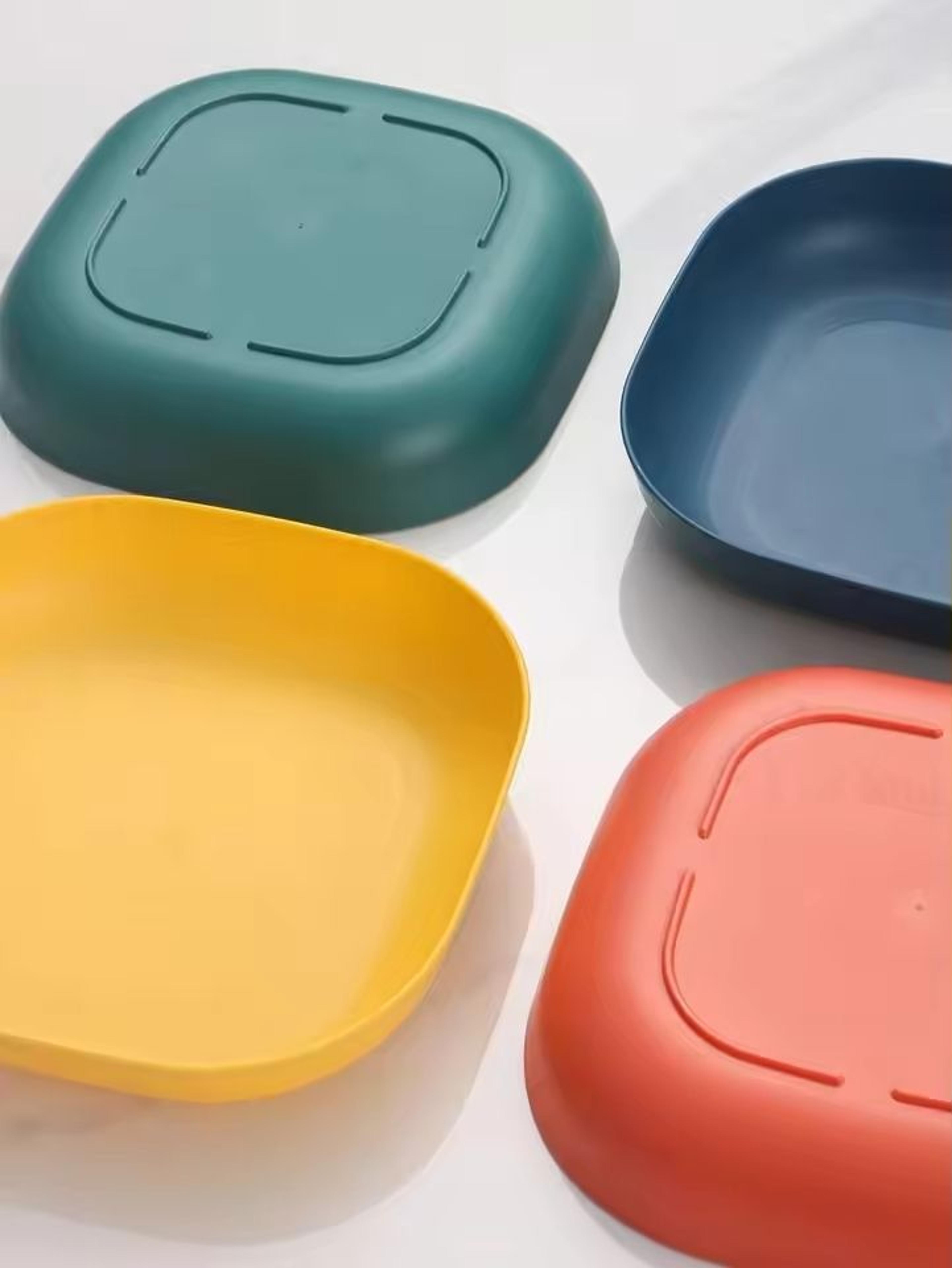 4Piece Square Reusable Dessert Plate Set  Durable EcoFriendly Tableware 4