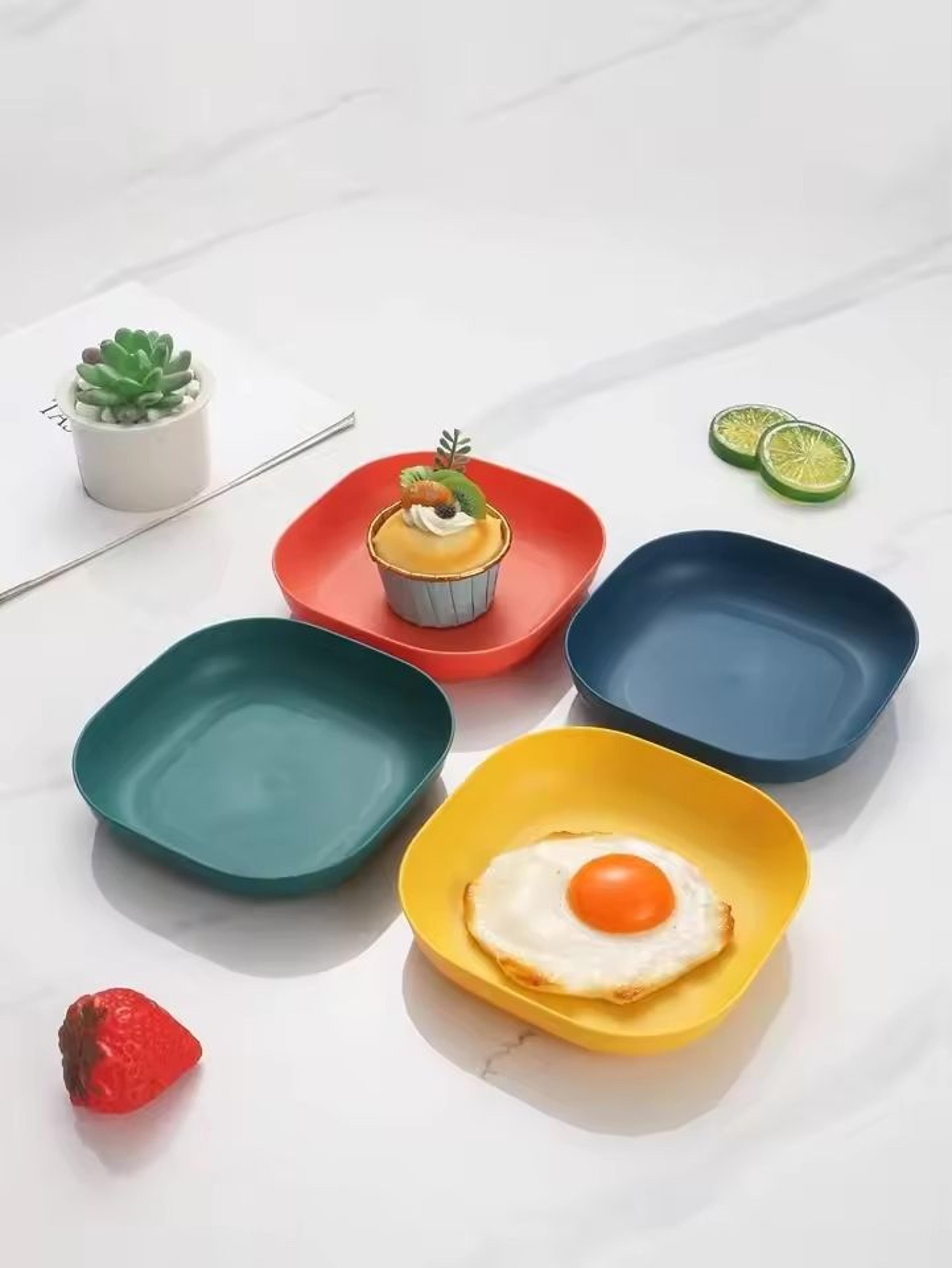 4Piece Square Reusable Dessert Plate Set  Durable EcoFriendly Tableware 5