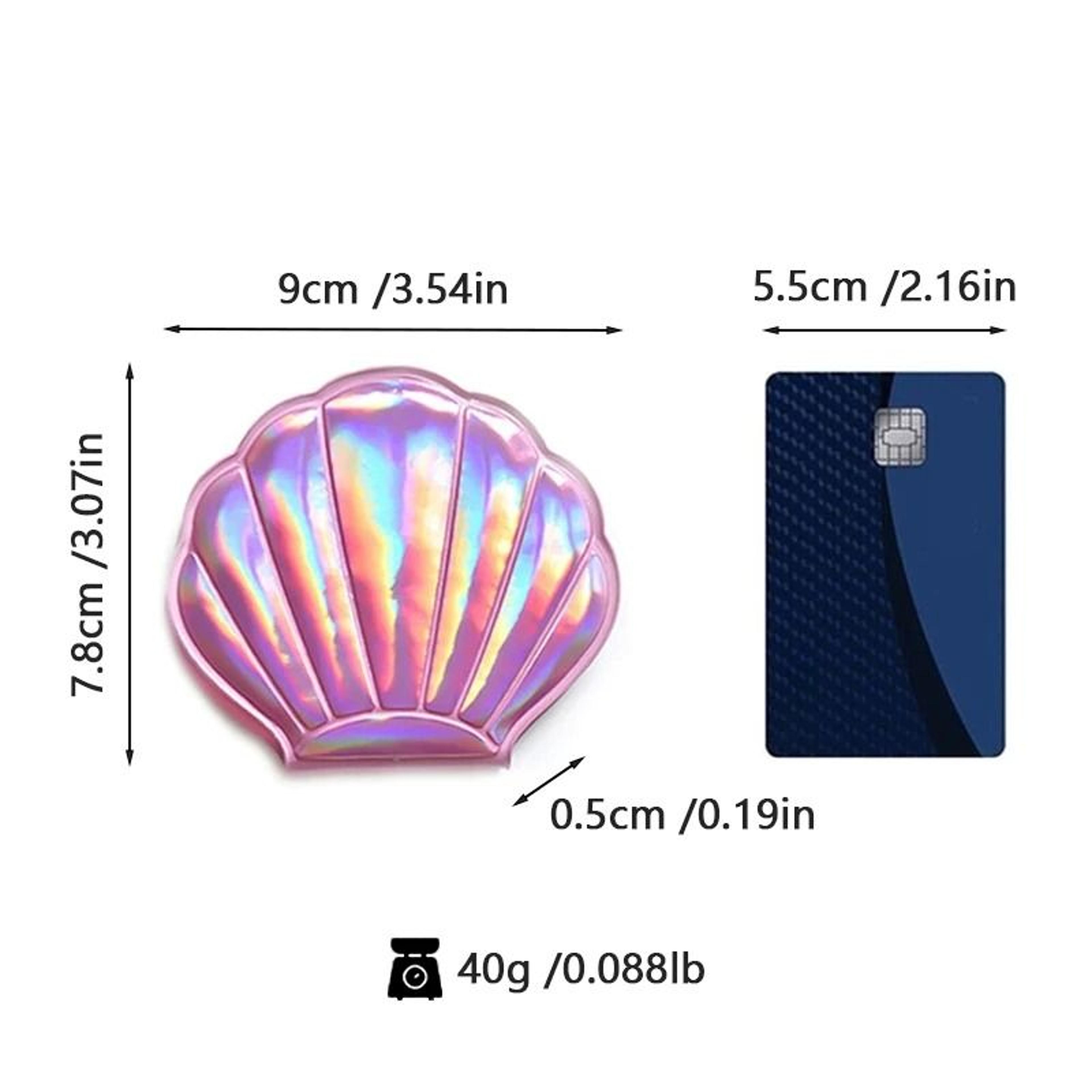 Iridescent ShellShaped Compact Mirror  DualSided 2X Magnifying Travel Tool 1