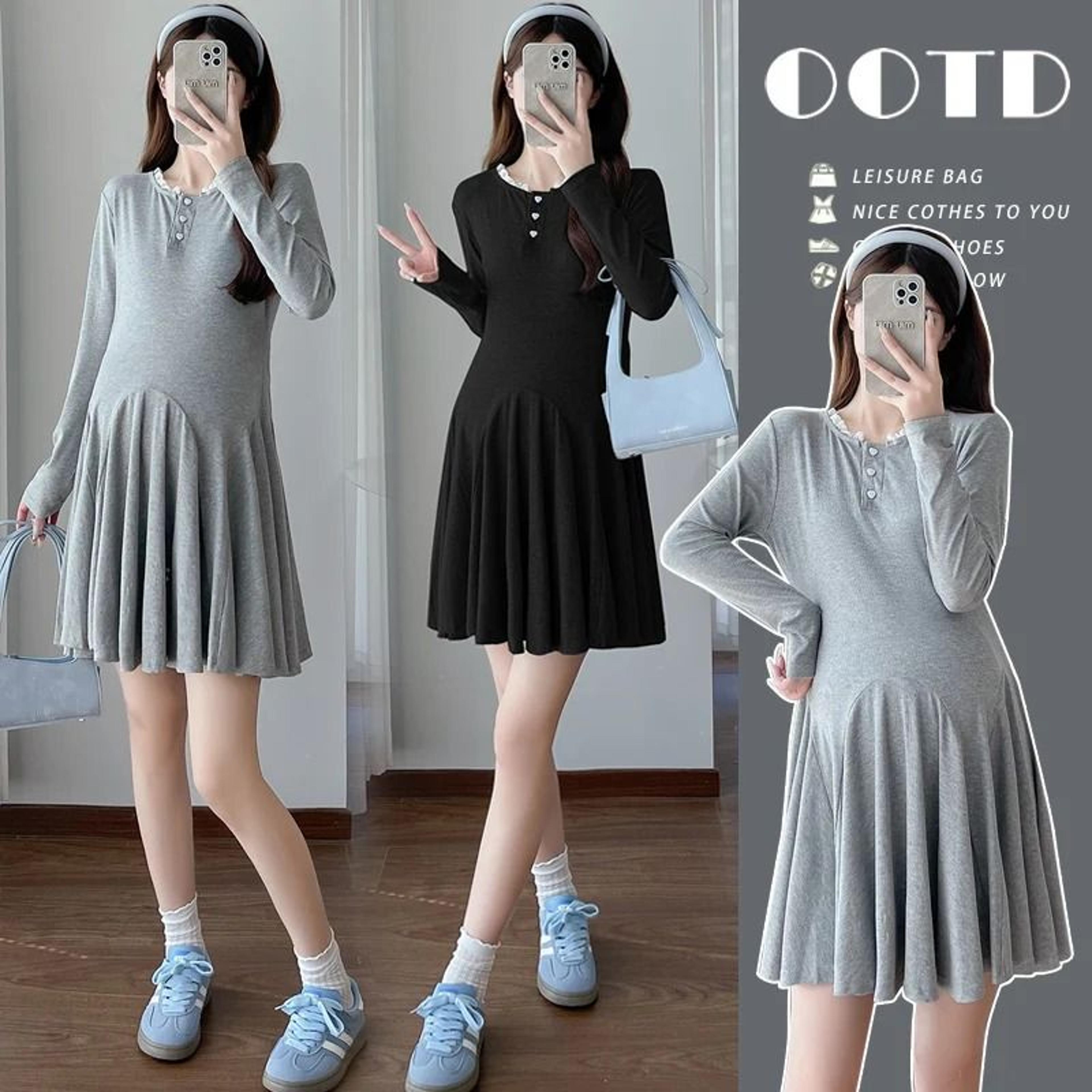 elegant korean style pleated lace maternity dress