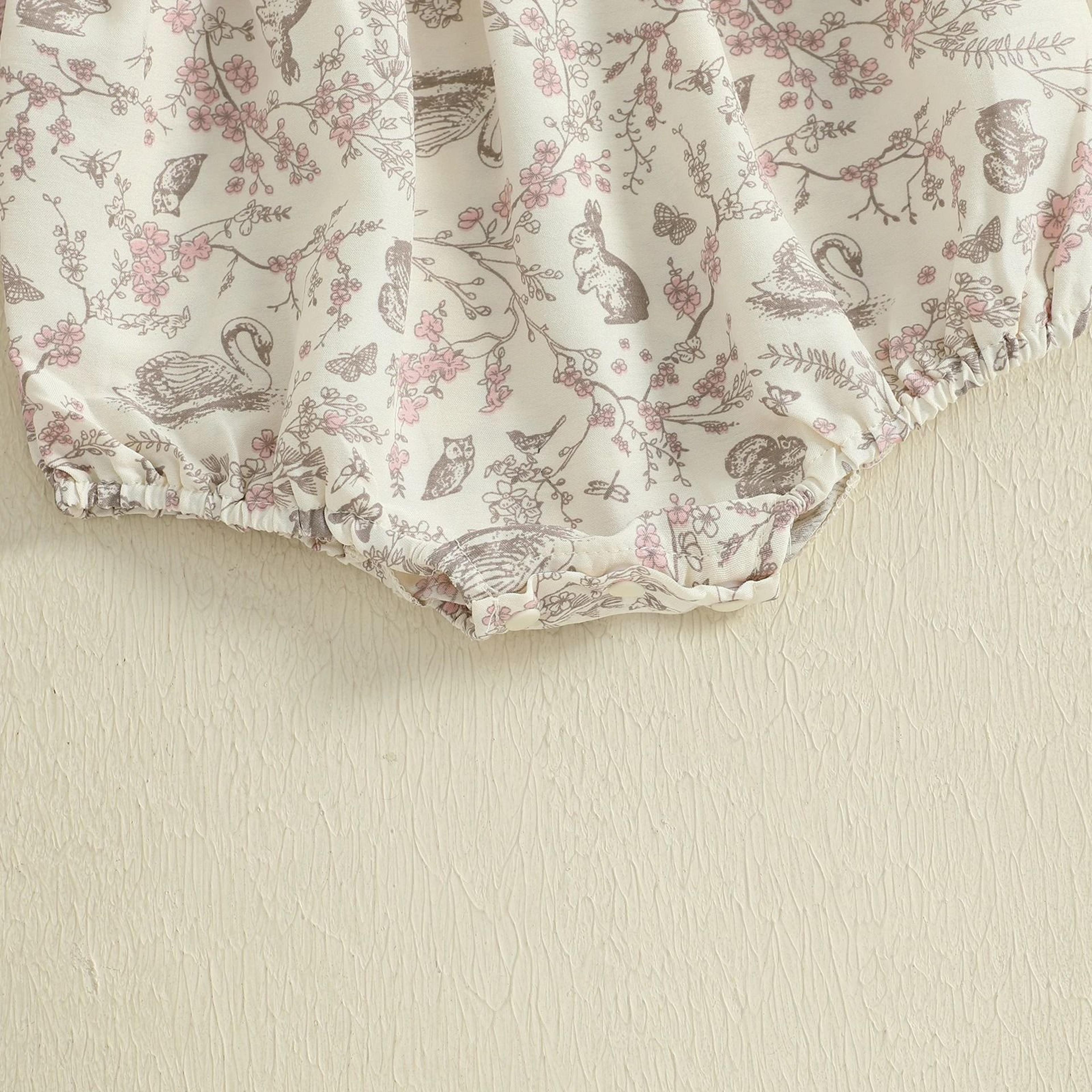 Newborn Baby Girl Floral Patchwork Autumn Romper 4