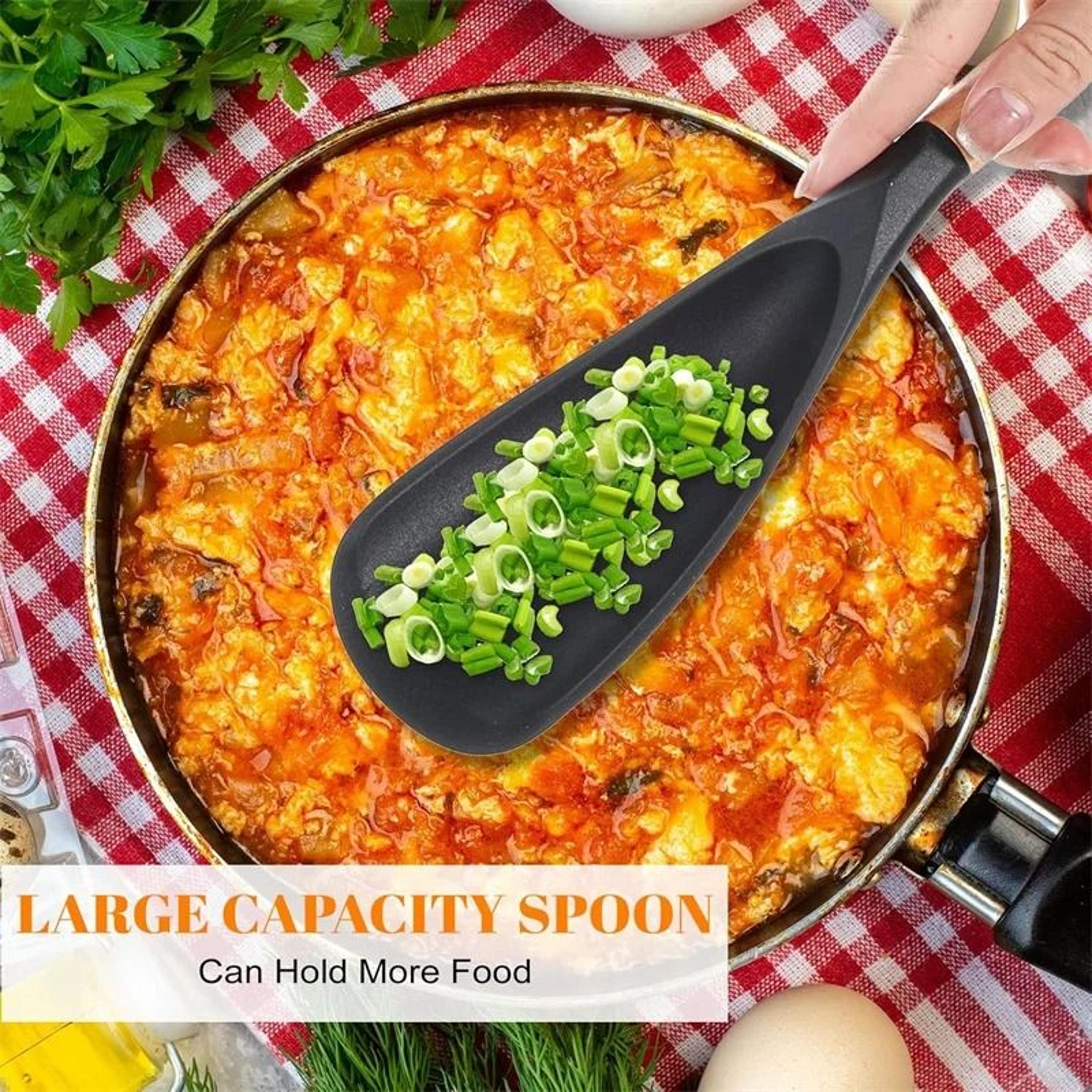 Premium Silicone Cooking Spoon And Multipurpose Spatula With Natural Wood Handle 3