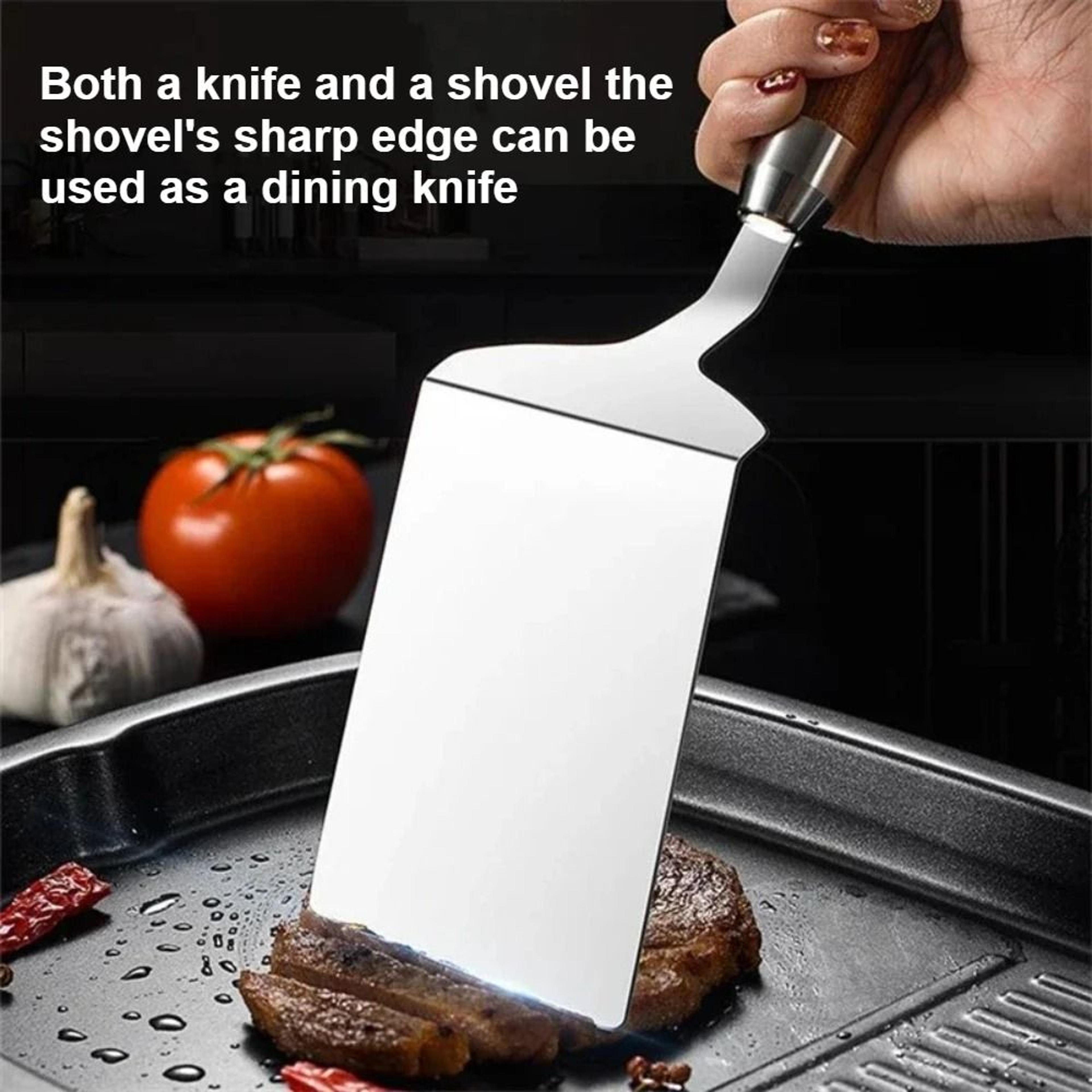 Stainless Steel Griddle Spatula With Ergonomic Wooden Handle 1