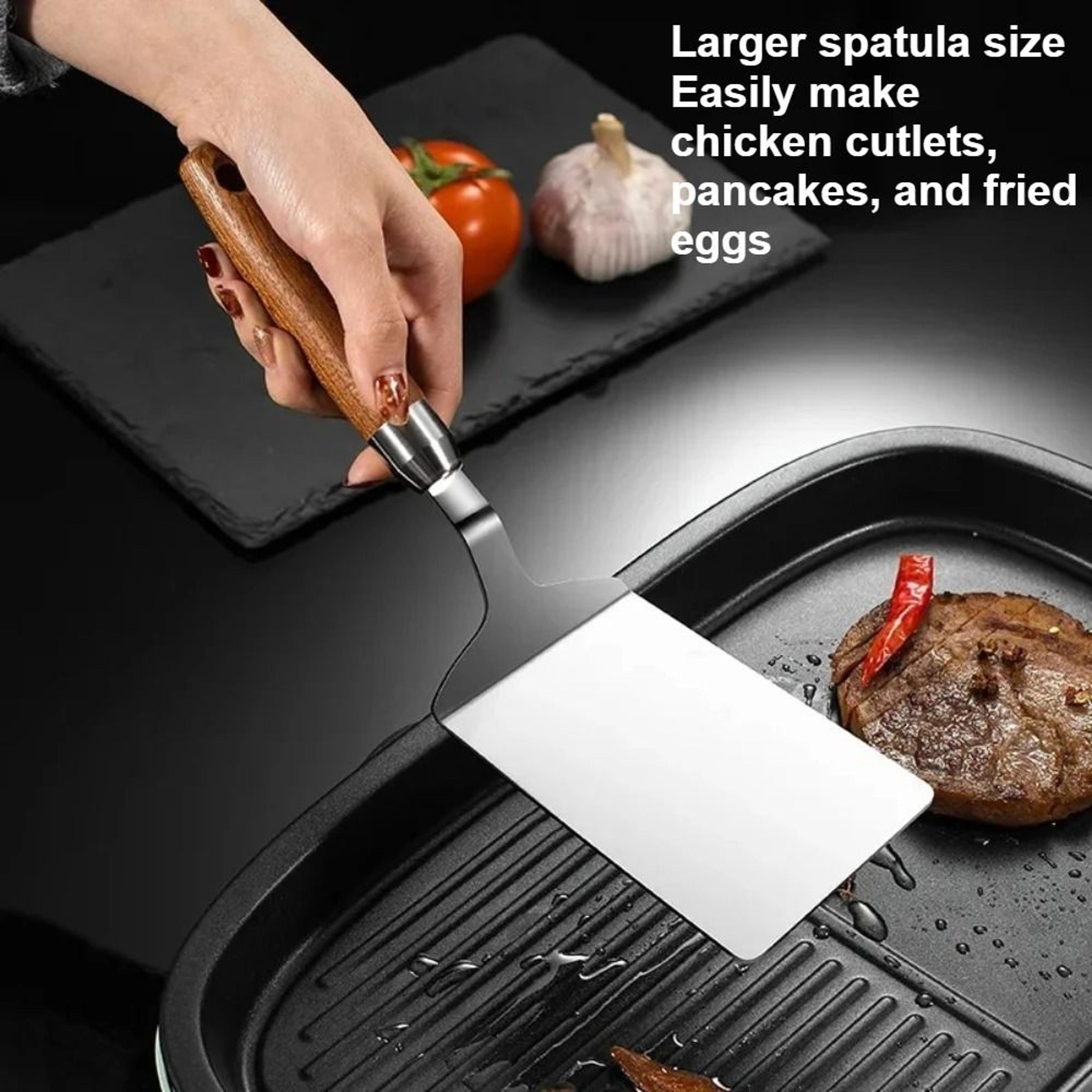 Stainless Steel Griddle Spatula With Ergonomic Wooden Handle 2