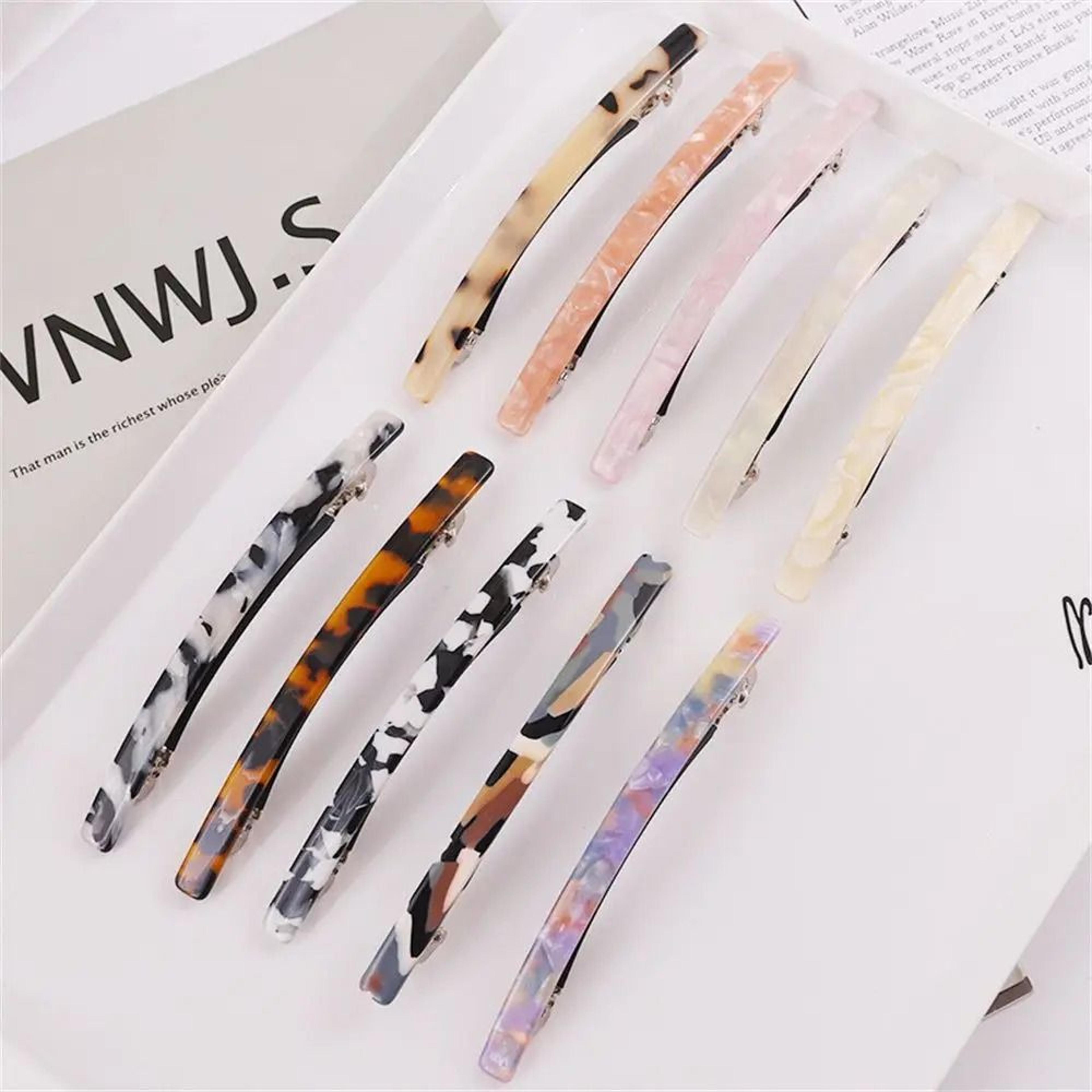 geometric leopard acetate hair pin and professional styling barrette