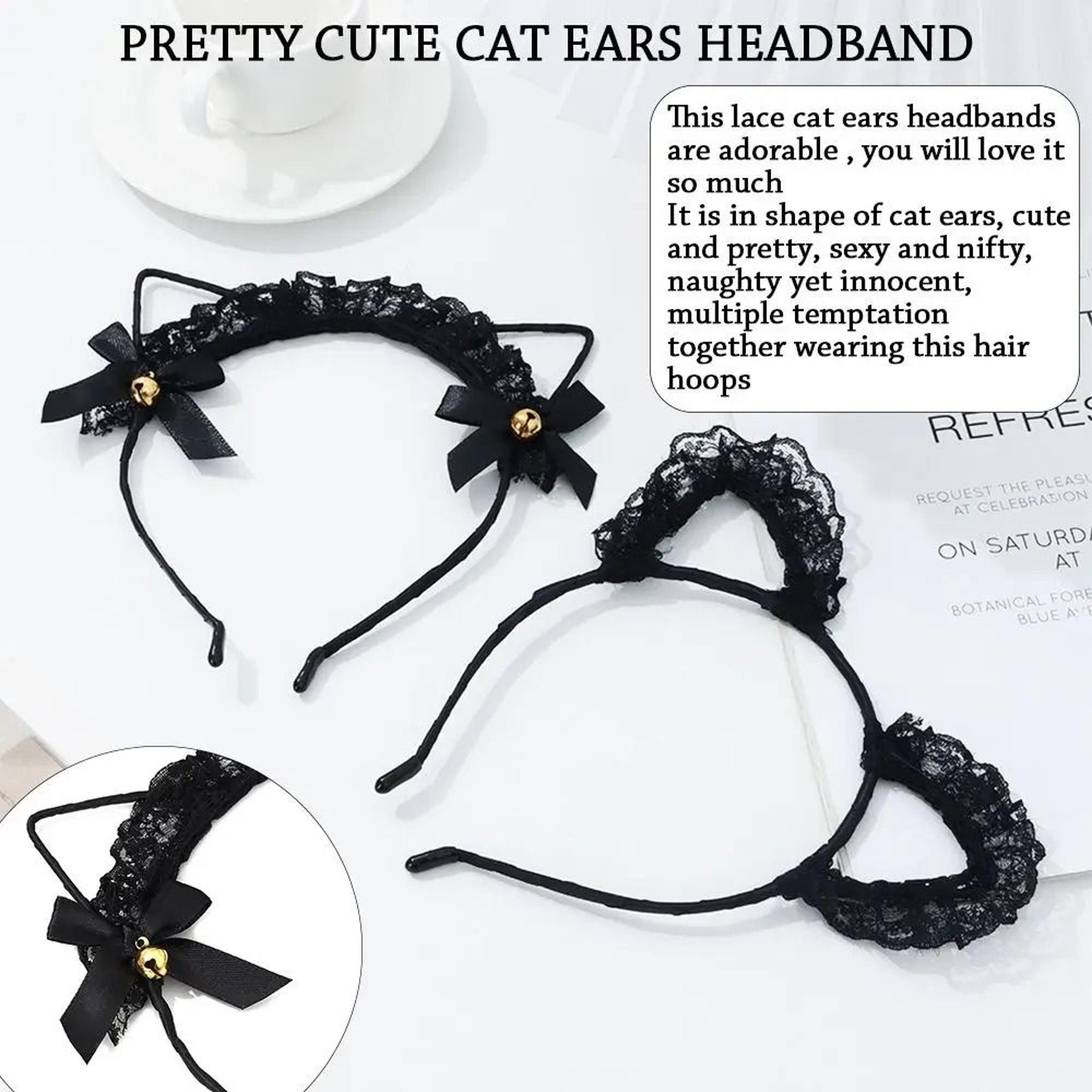 Cute Lace Black Cat Ears Headband  Sexy Cosplay  Party Hair Accessory 2