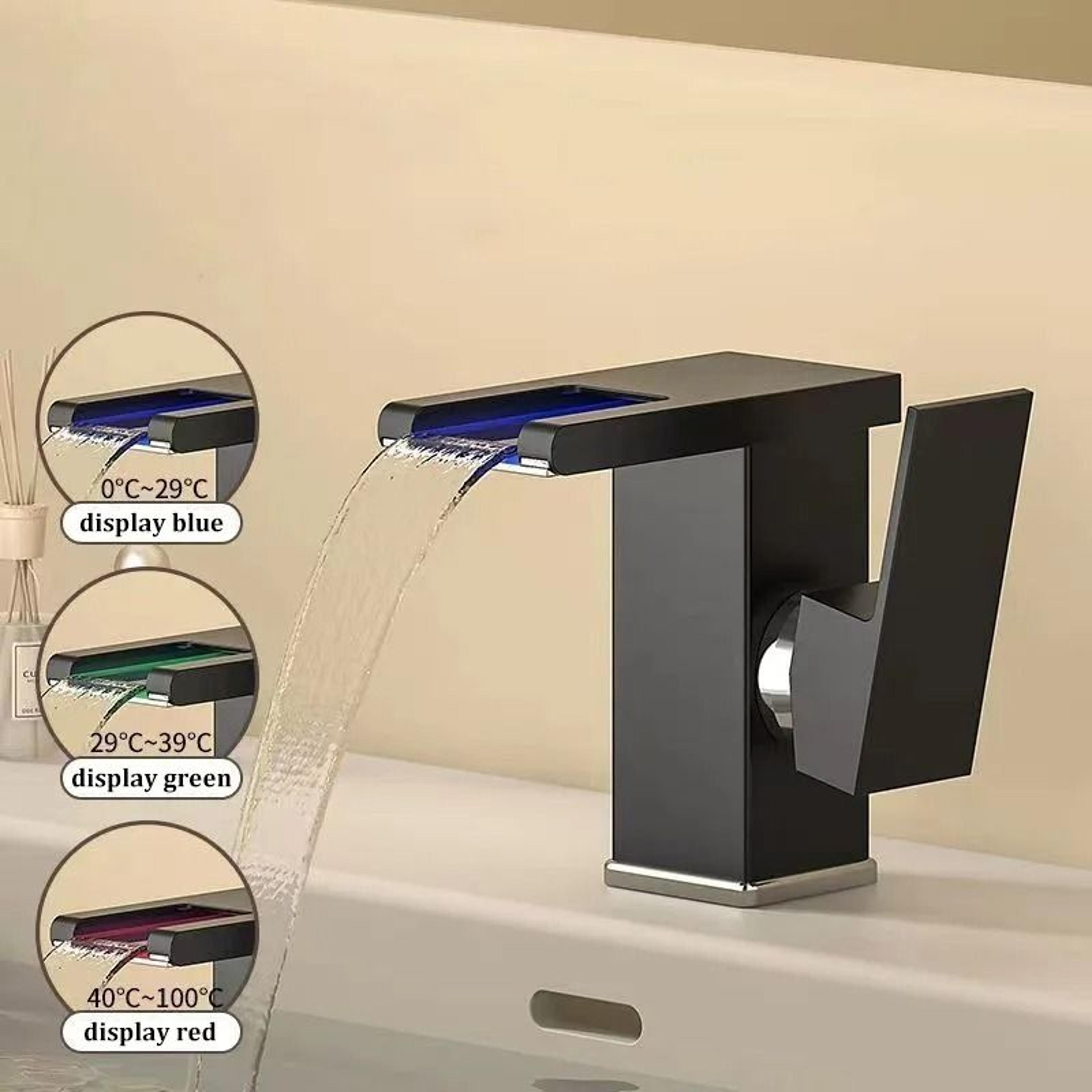 AllCopper LED Waterfall Faucet  Luminous Basin Mixer For Modern Bathrooms 9
