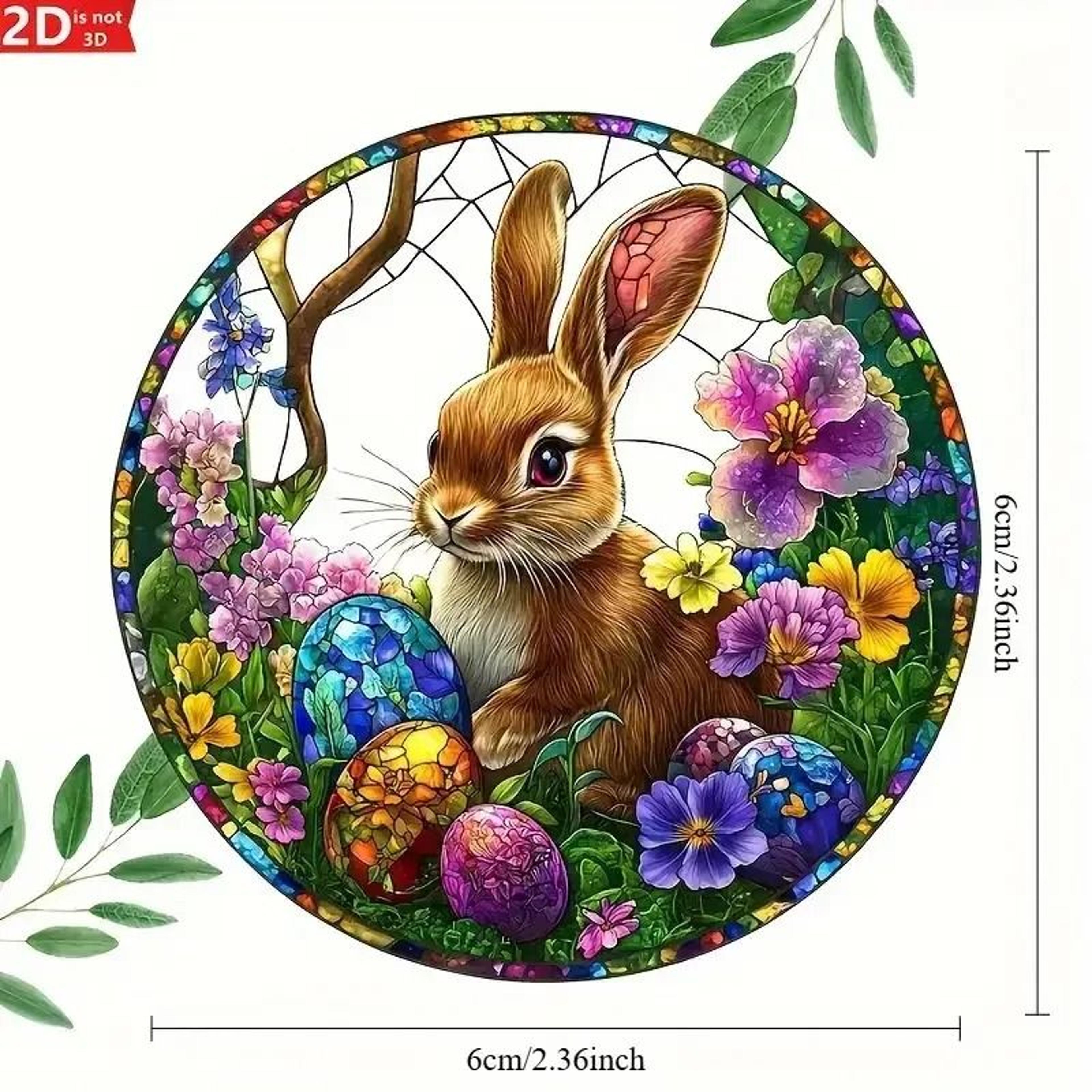 Acrylic Easter Bunny Window Hanging  Vibrant 2D Flat Spring Garden Decor 2