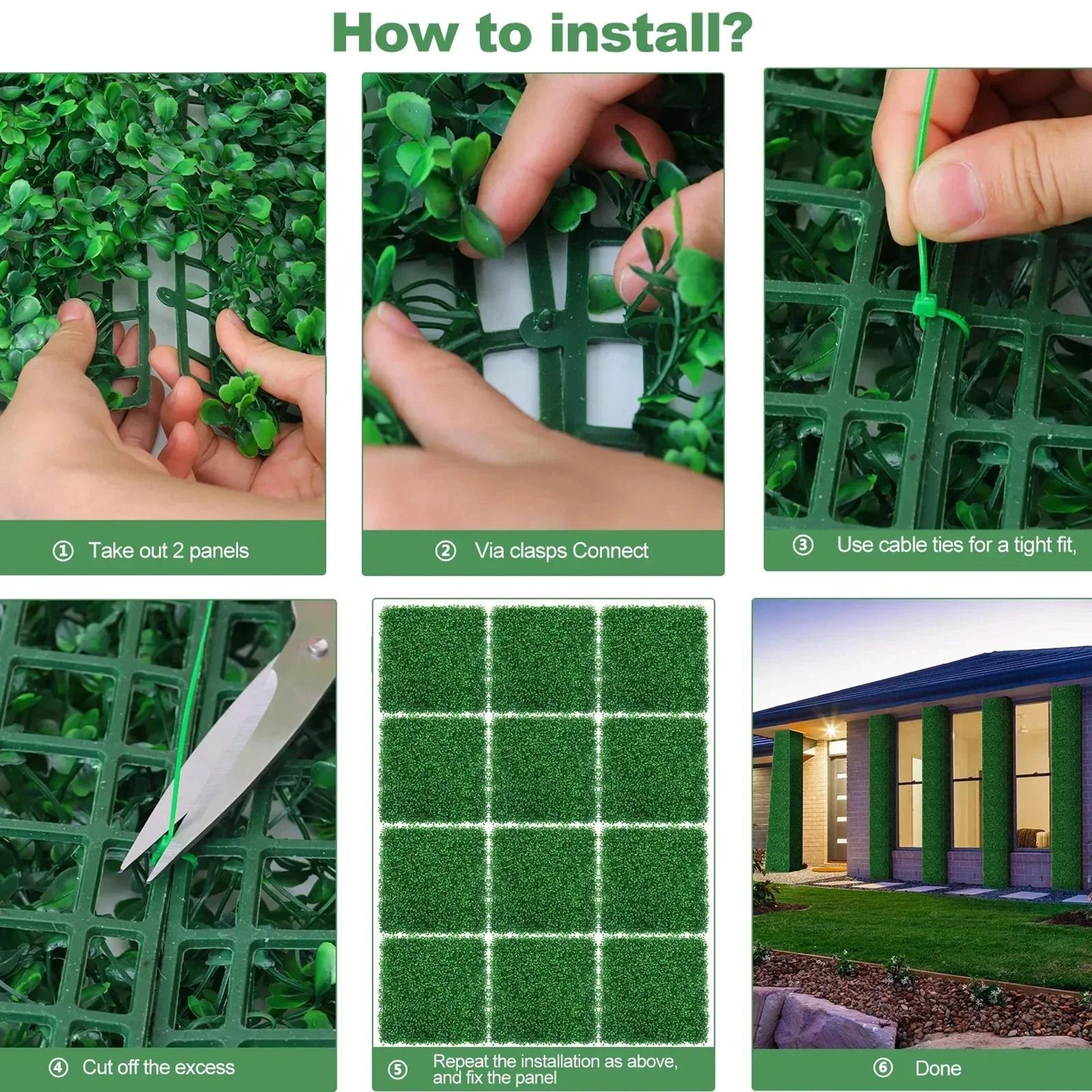 10Piece Artificial Boxwood Hedge Wall Panels  UVProtected Greenery Privacy Screen 4