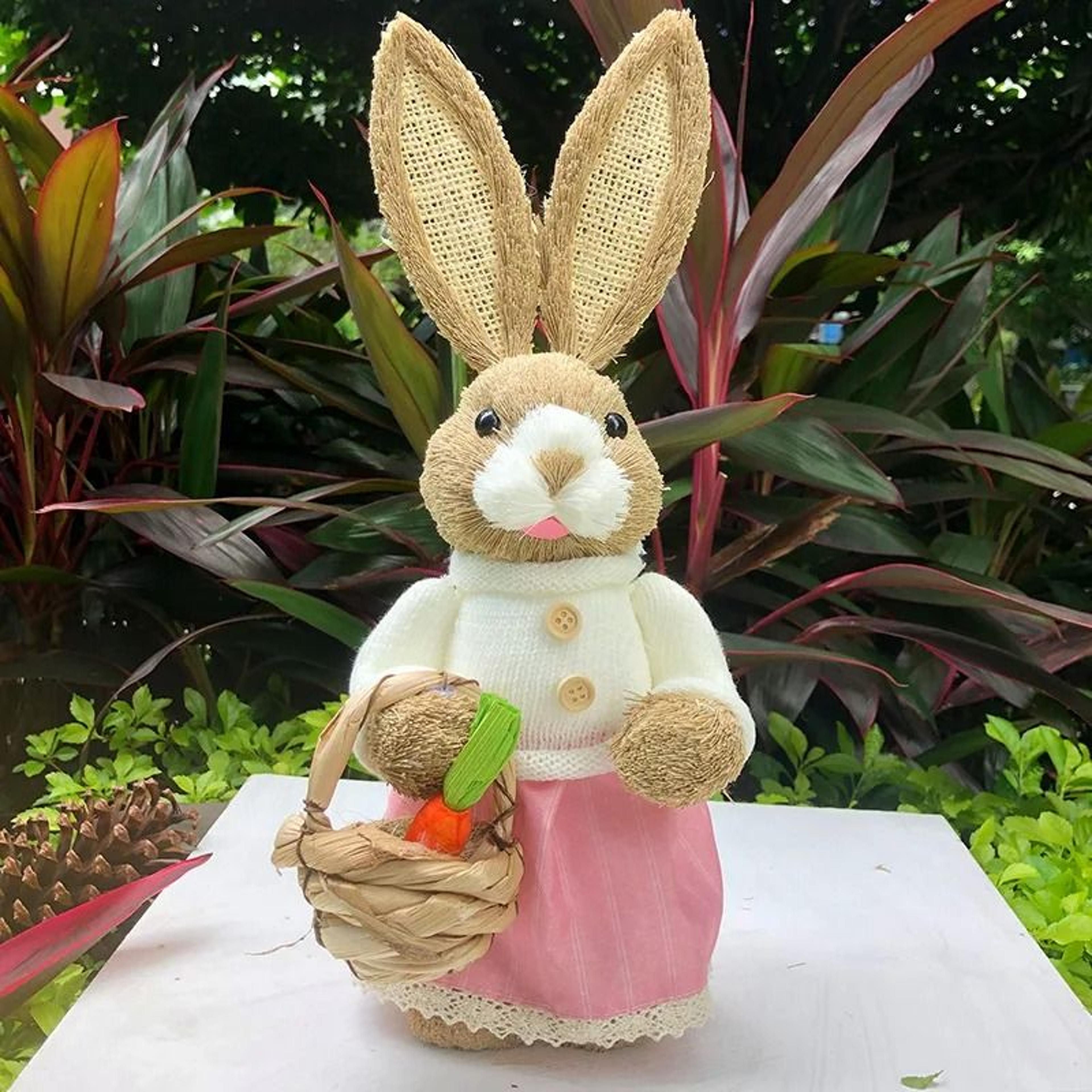 3D Handcrafted Cattail Easter Bunny  EcoFriendly Woven Holiday Figurine 6