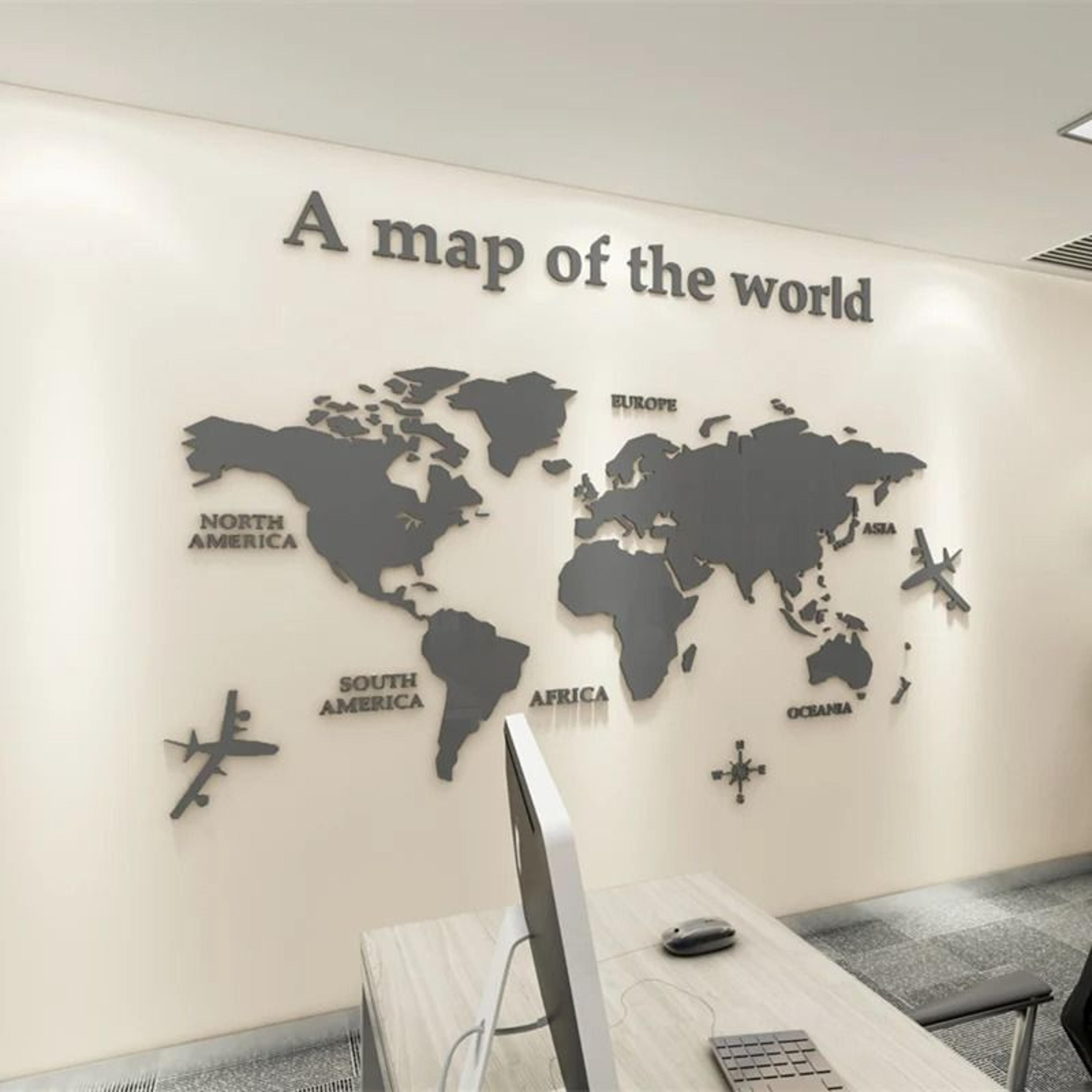 3D Acrylic World Map  Solid Color Crystal Wall Mural 11
