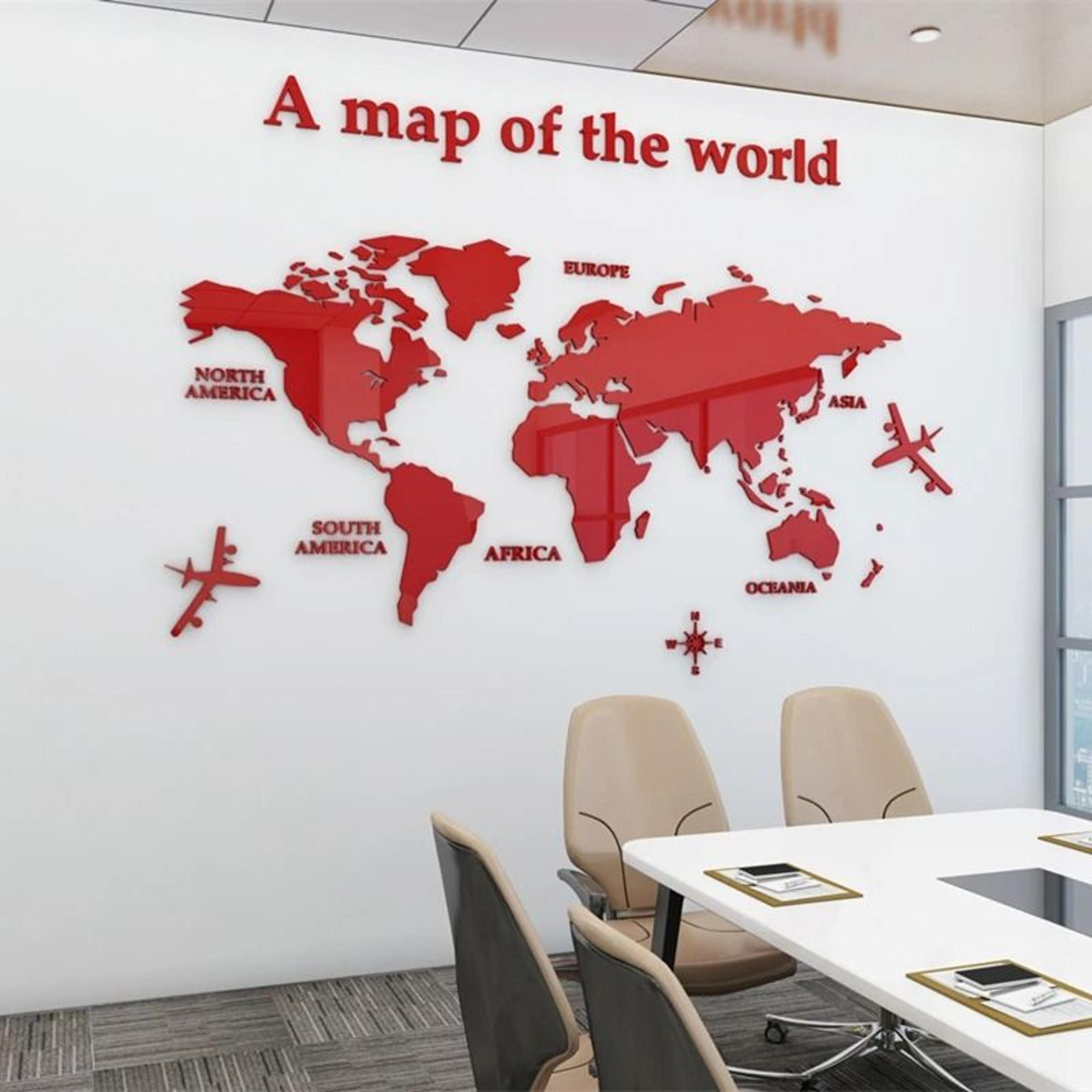3D Acrylic World Map  Solid Color Crystal Wall Mural 12