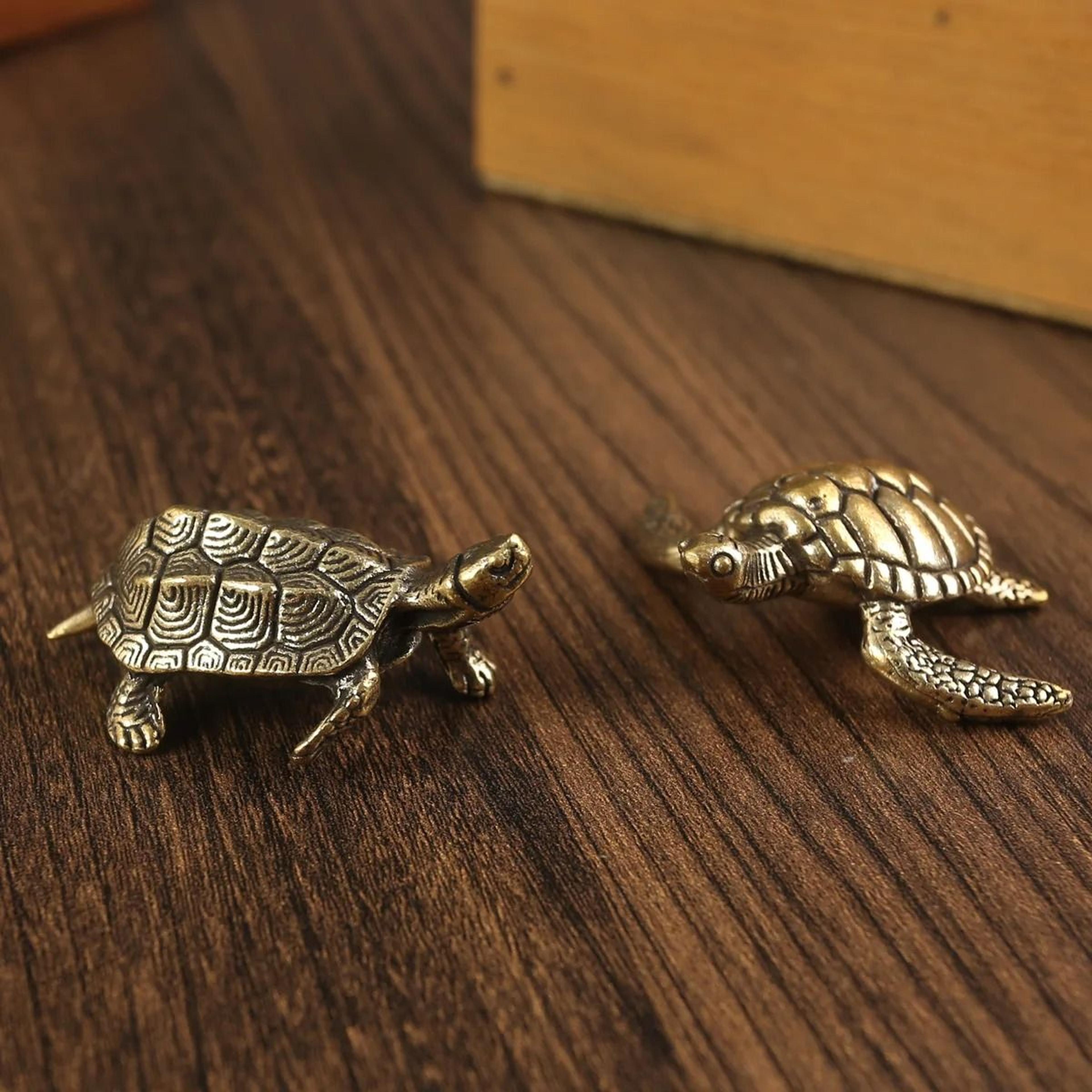 Pure Copper Turtle Statue  Vintage Brass Feng Shui Ornament 2