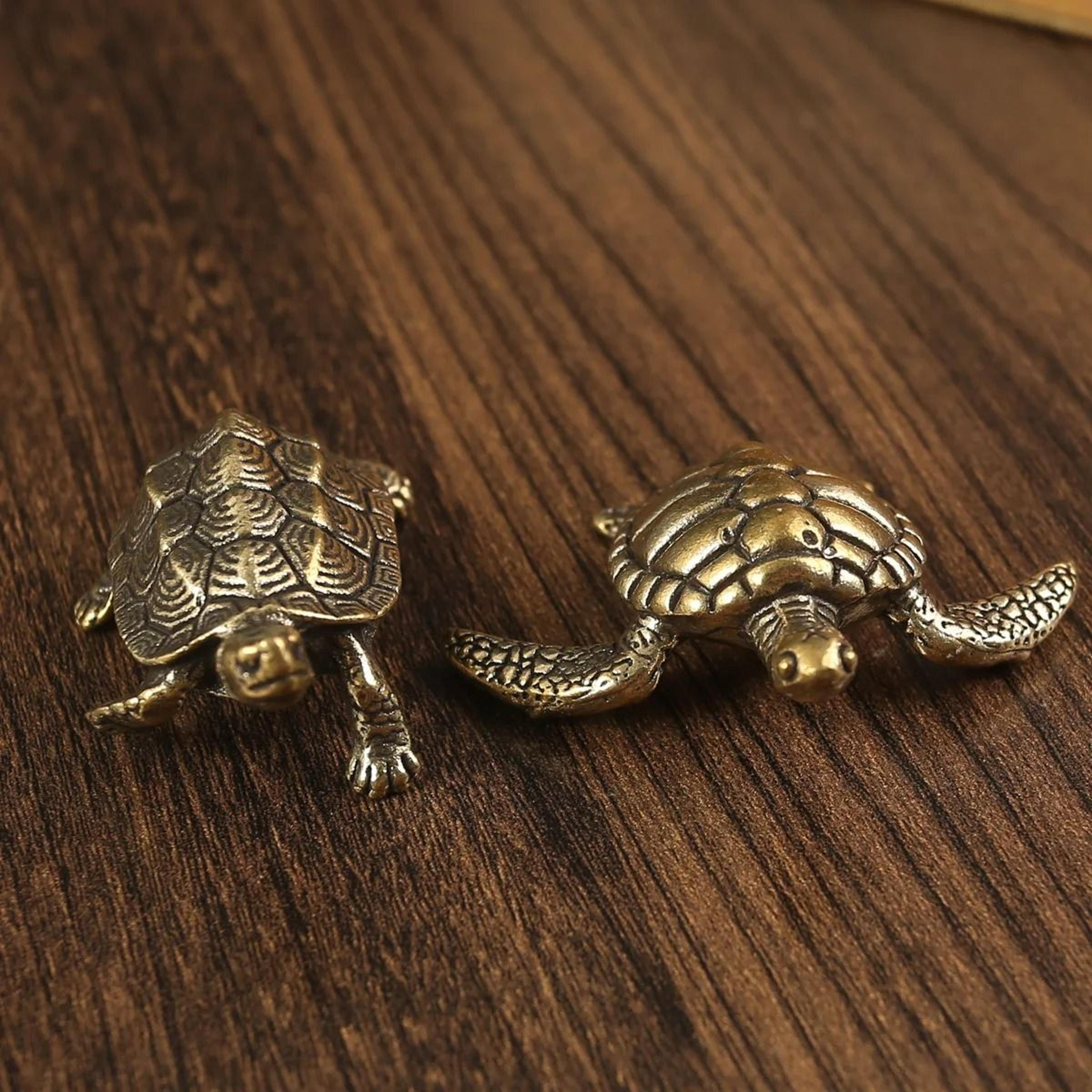 Pure Copper Turtle Statue  Vintage Brass Feng Shui Ornament 3