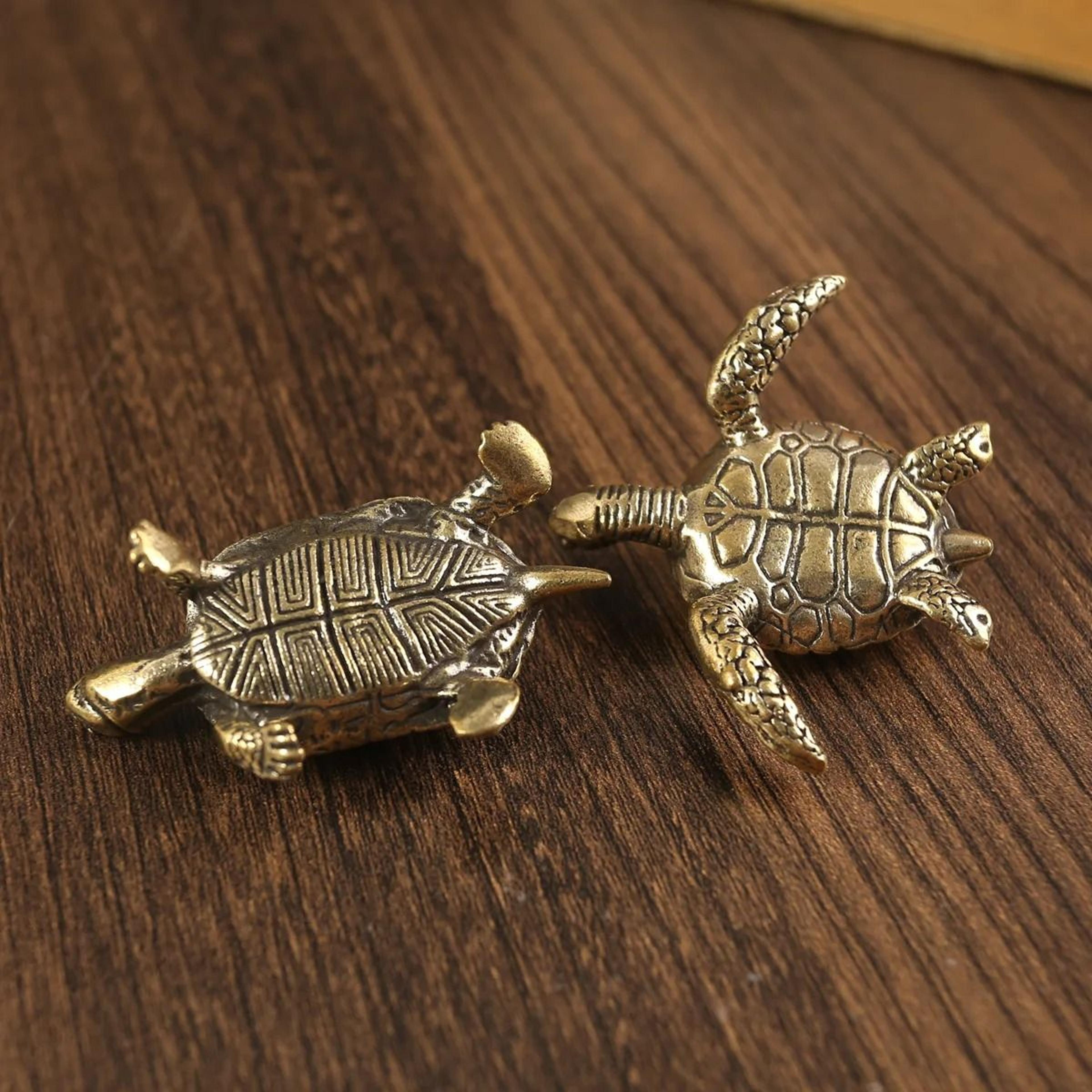 Pure Copper Turtle Statue  Vintage Brass Feng Shui Ornament 4