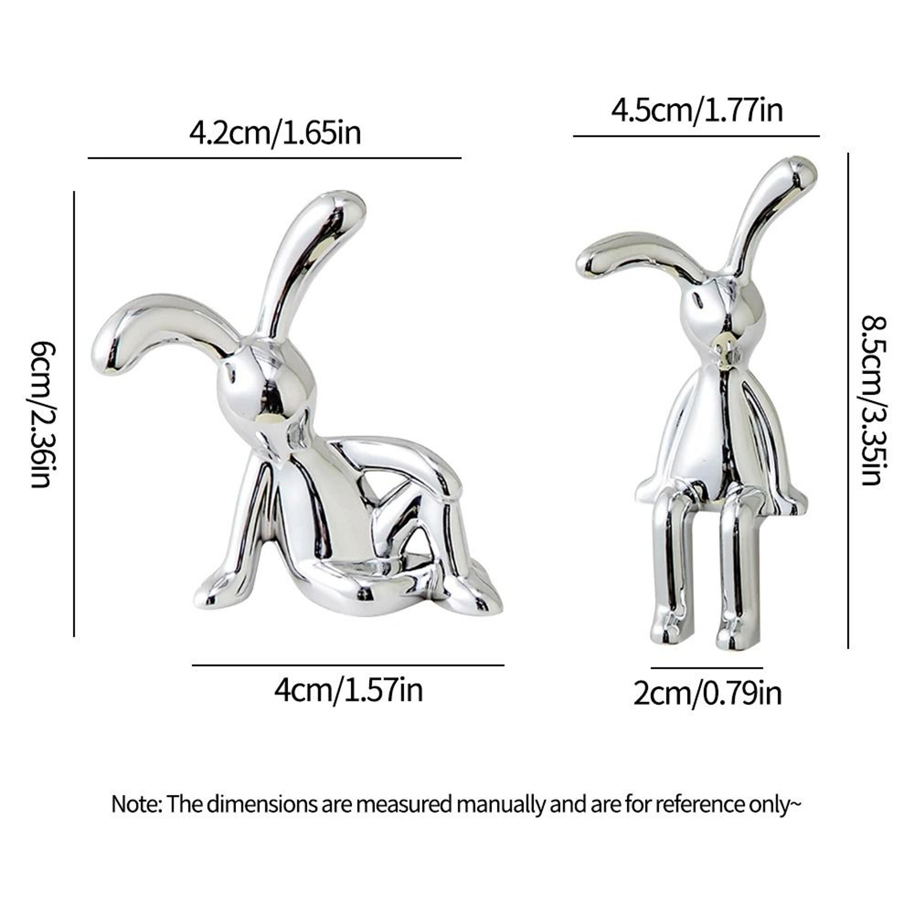 LongEared Rabbit Couple Figurine  Whimsical Double Statue For Living Room  Car Decor 4