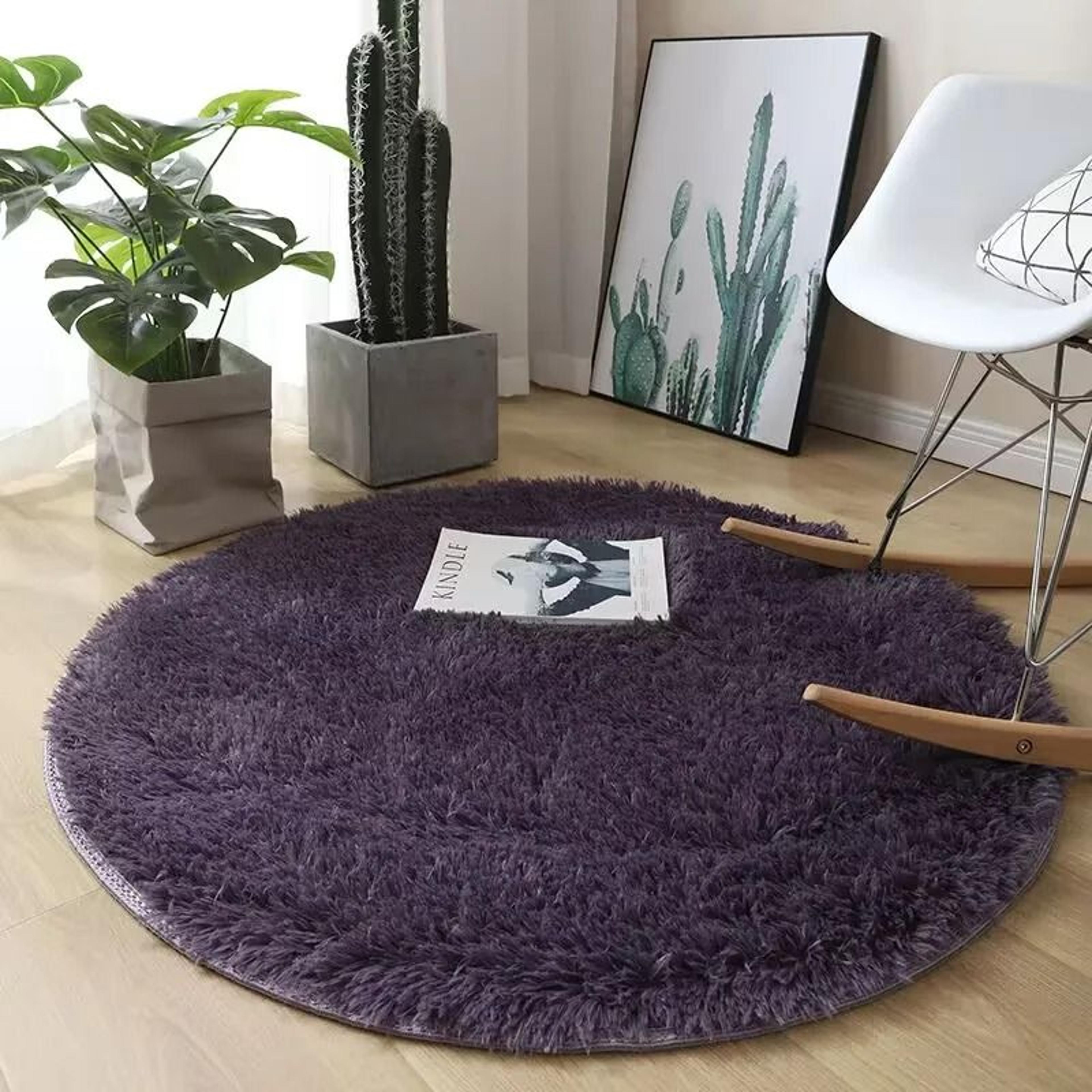 Plush Round Shag Carpet  UltraSoft Fluffy Floor Mat For Childrens Bedrooms  Modern Living Rooms 11